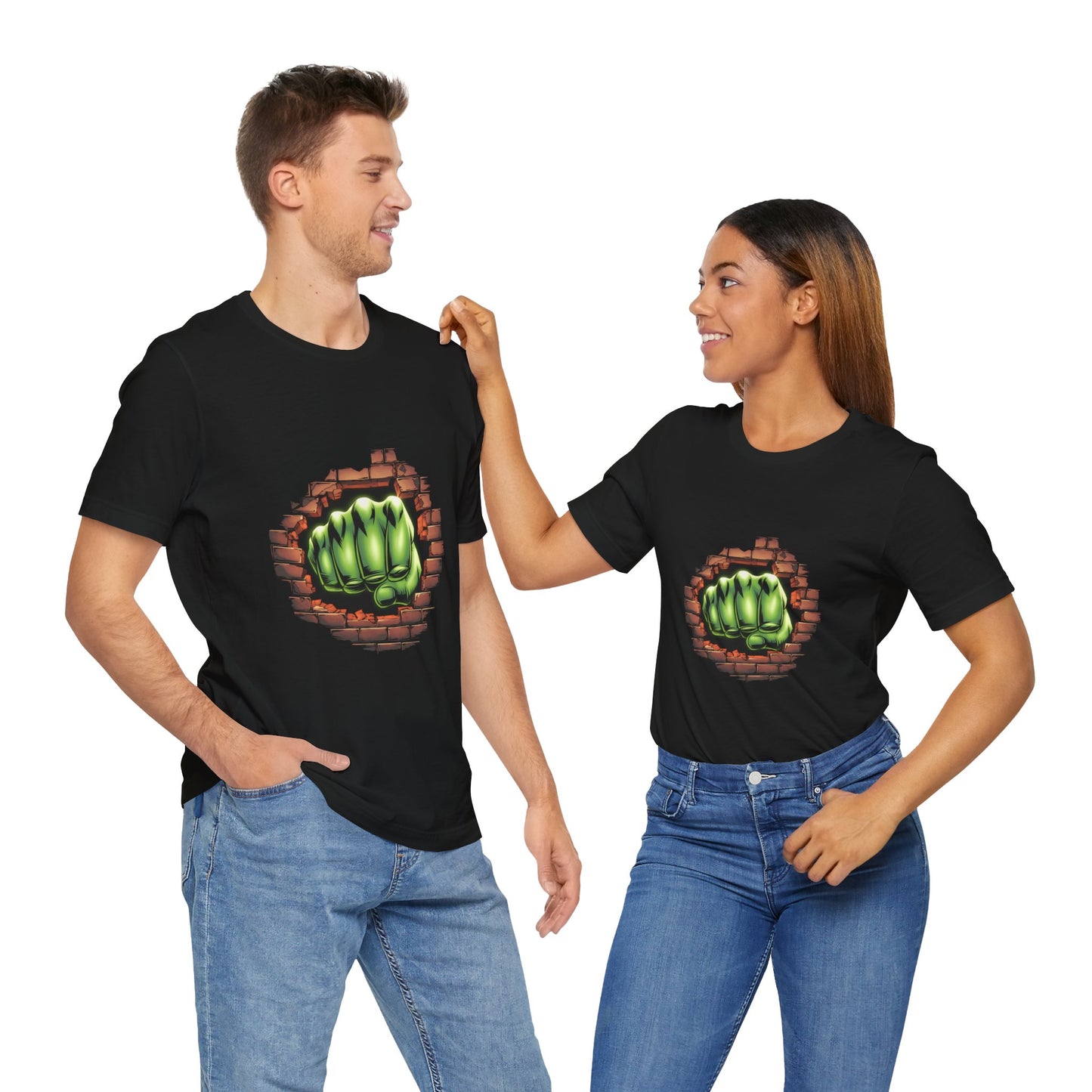 Green Hero Fist Graphic Tee – Superhero Shirt, Comic Pop Art, Gamer Gift, Y2K Dopamine Aesthetic, Funny Nerd Fashion, Unisex T‑shirt