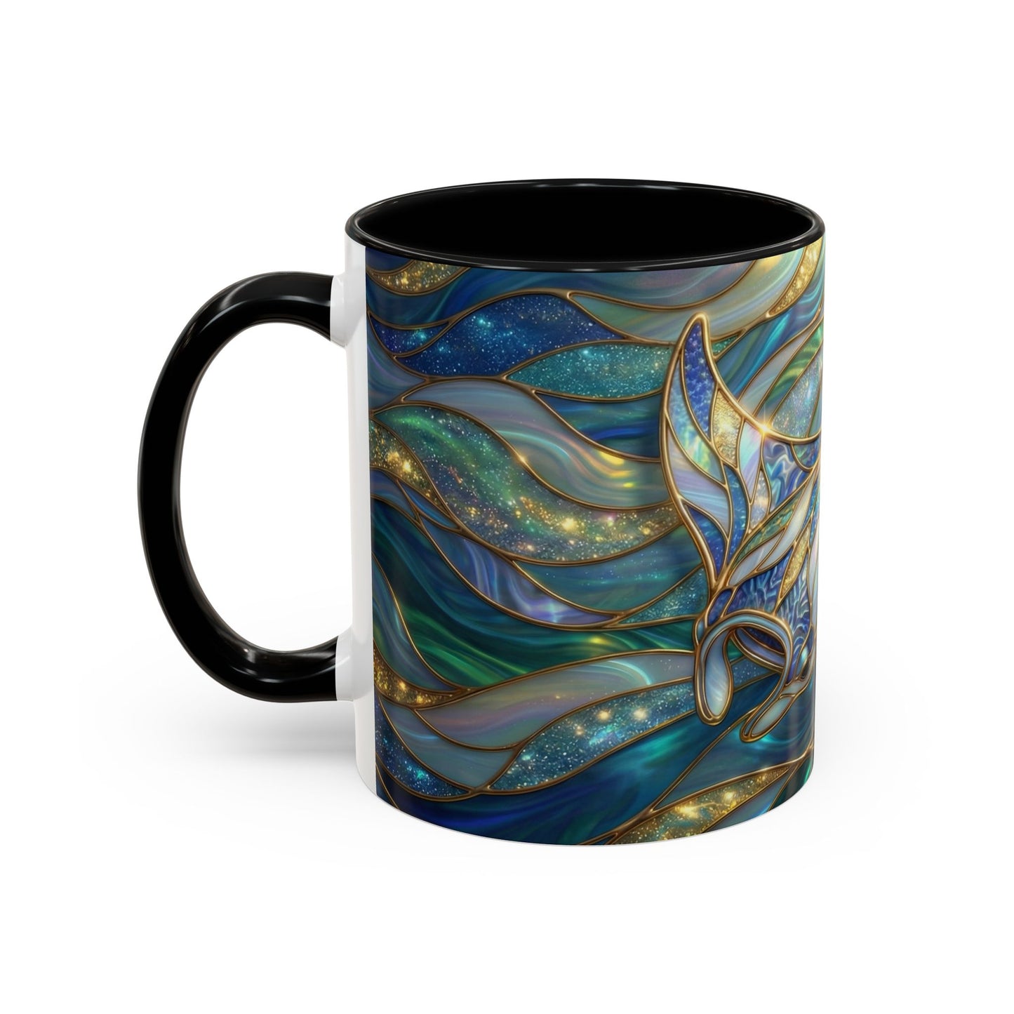 Stained Glass Manta Ray Mug, Ocean Coffee Cup, Manta Ray Art Mug, Nautical Gift, Coastal Decor Mug, Marine Life Coffee Cup