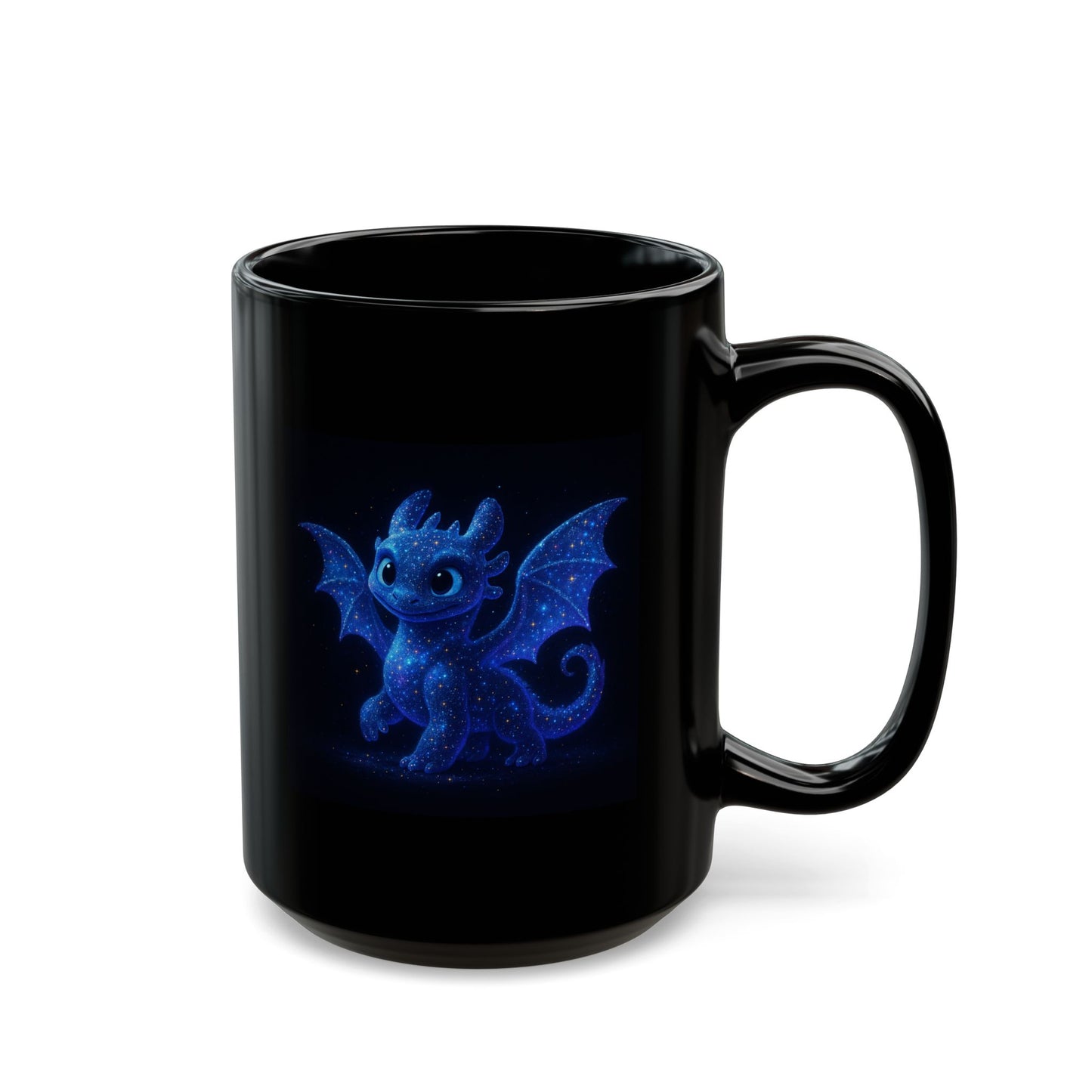 Cute Dragon Coffee Mug, Baby Dragon Mug, Galaxy Dragon Art Mug, Fantasy Coffee Cup, Kawaii Dragon Gift, 11oz 15oz Black Mug