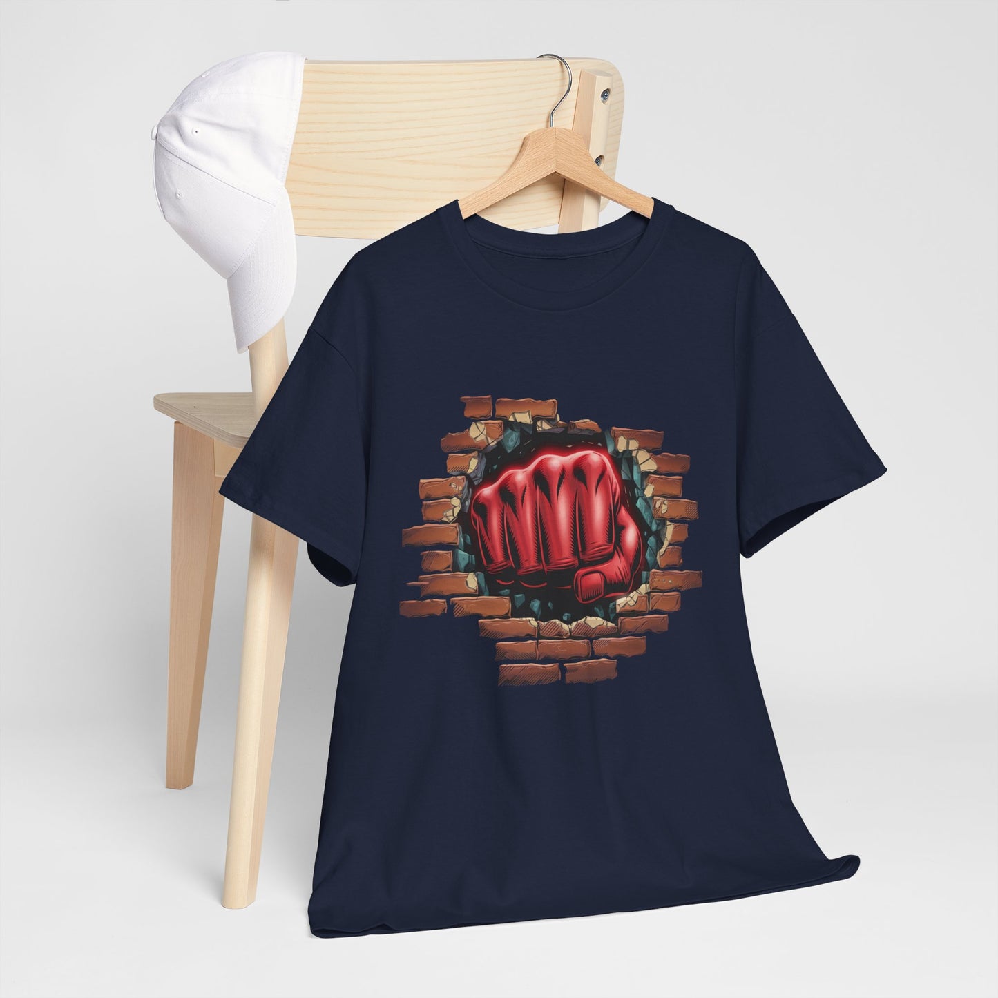 Impact Fist Graphic T-Shirt – Punch Through Brick Wall Design | Bold Streetwear Tee for Fighters, Gym & Edge-Lovers