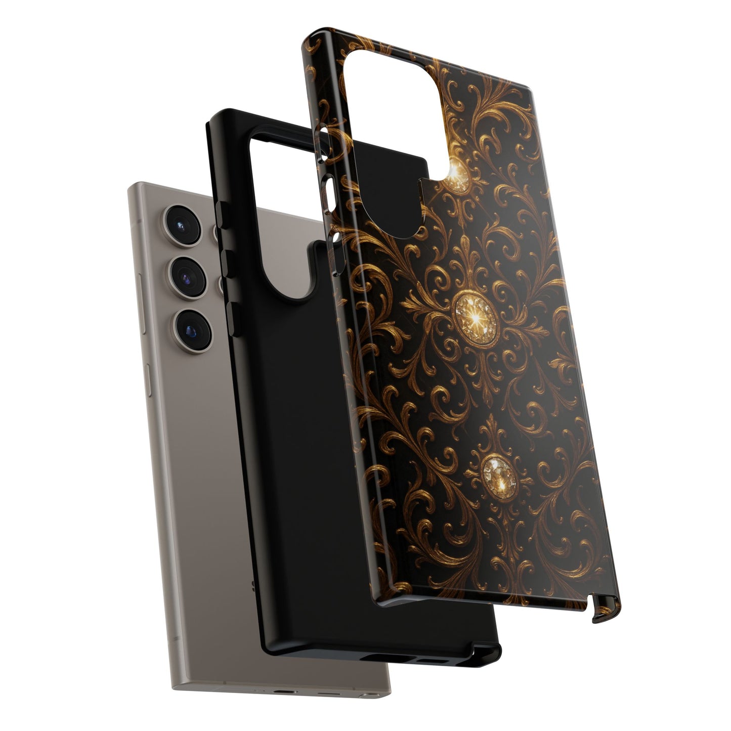 Luxury Baroque Samsung Case – Elegant Gold Ornate Floral Phone Cover for Galaxy