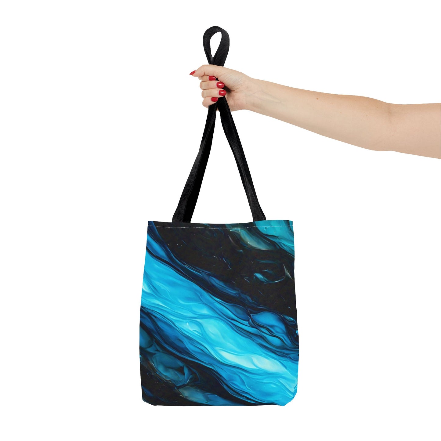 Blue Abstract Swirl Tote Bag – Fluid Art Style Reusable Shopping Bag, Modern Artistic Everyday Carry, Eco-Friendly Gift for Art Lovers
