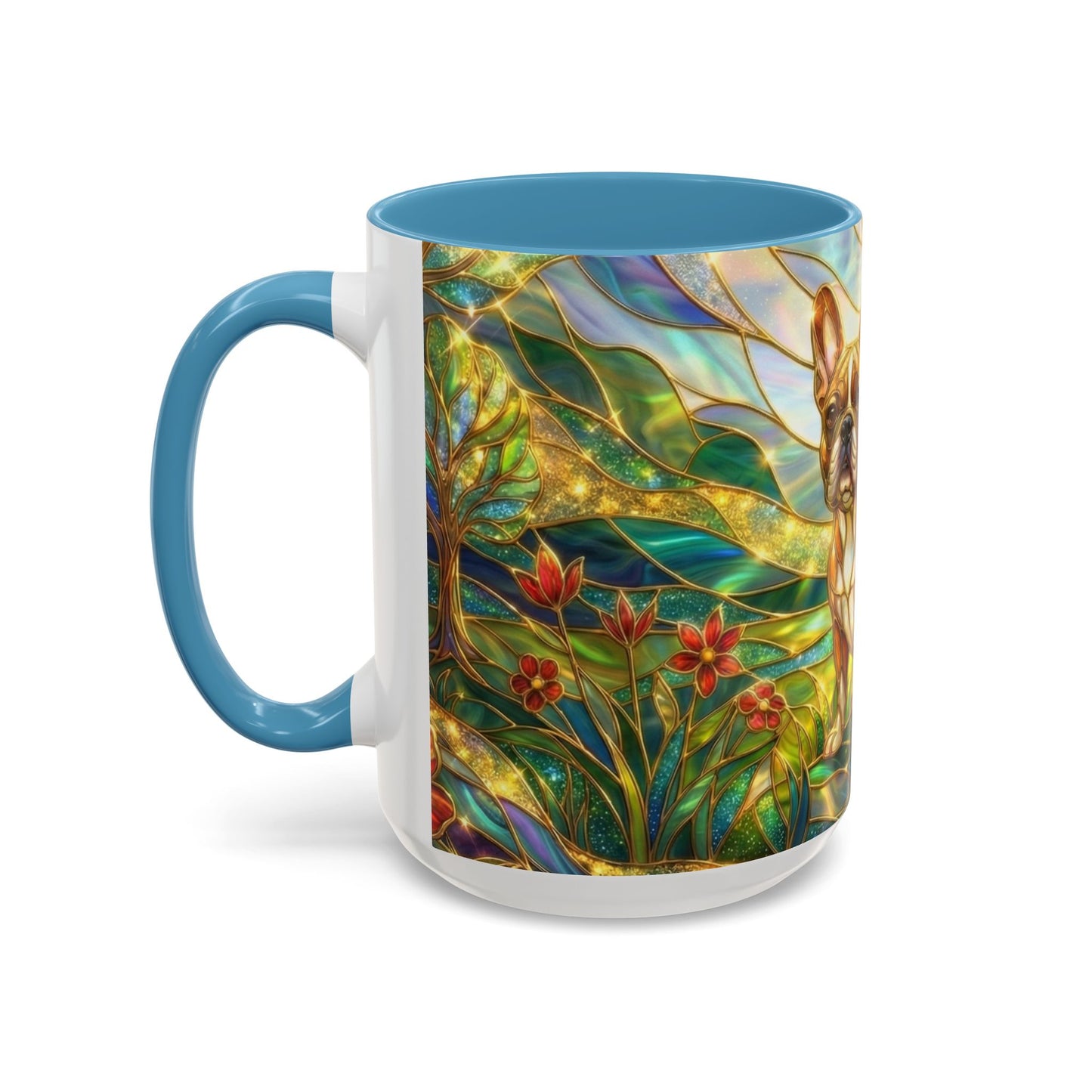 Stained Glass French Bulldog Mug, Frenchie Dog Coffee Mug, Dog Lover Gift Cup, Colorful Art Nouveau Dog Mug, Pet Lover Gift
