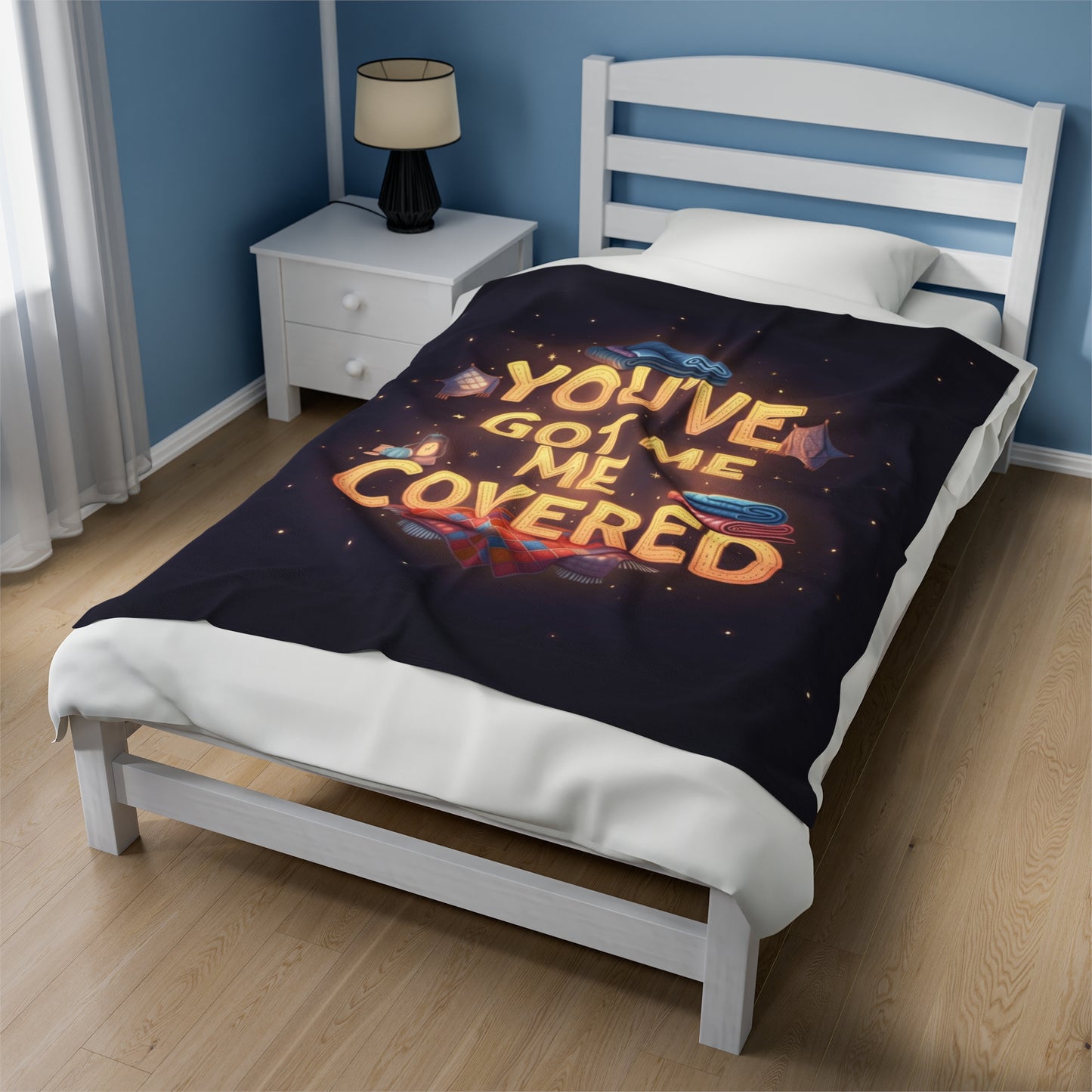 Velvet Plush Blanket, Soft Throw Blanket for Cuddling, 'You've Got Me Covered' Quote, Cozy Bedding, Warm Fleece Blanket, Couch Snuggle,