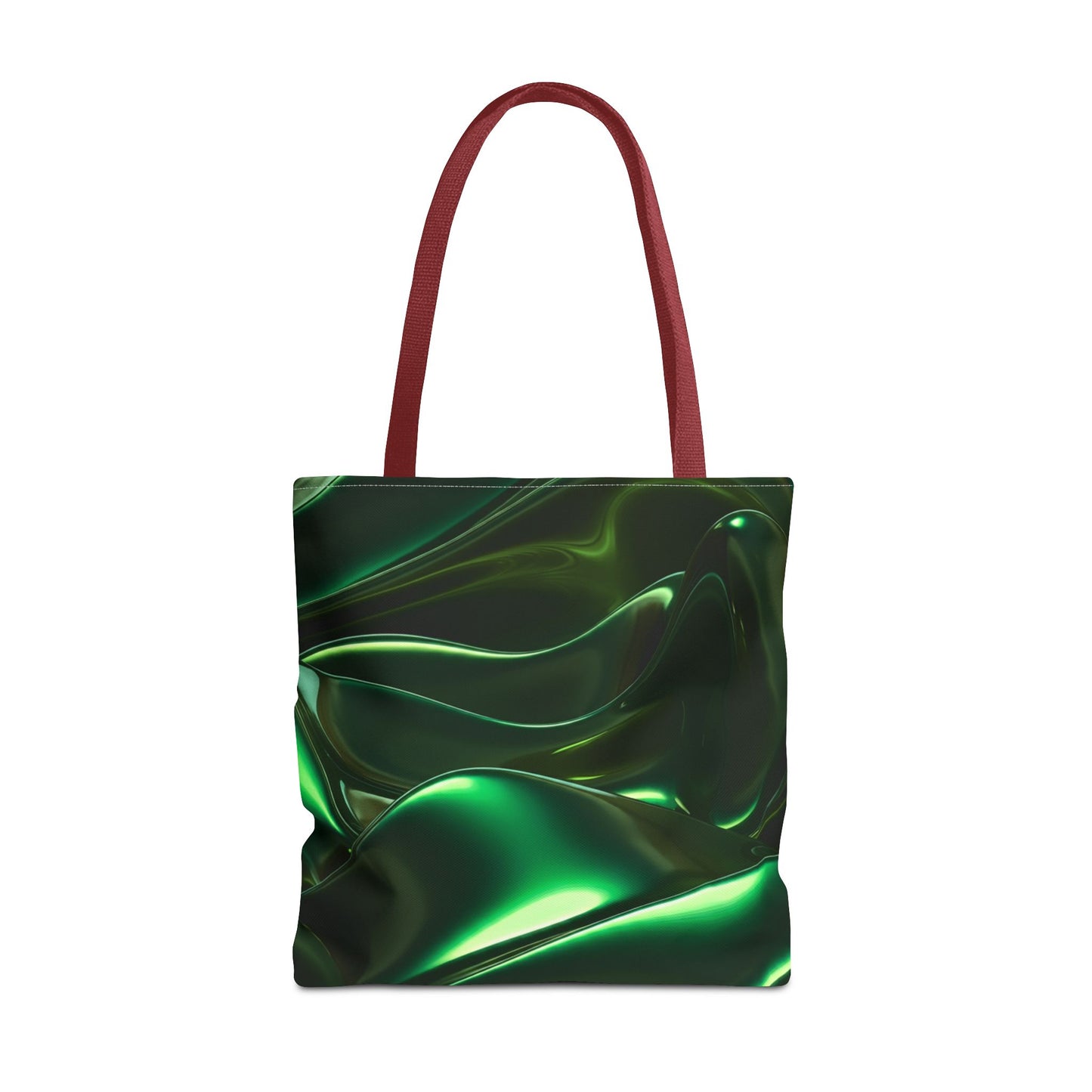 Futuristic Green Tote Bag - Abstract Metallic Wave Art Tote - Glossy Cyber Aesthetic Bag, Techwear Vibes, Edgy Gamer Gift, Trendy Street Style