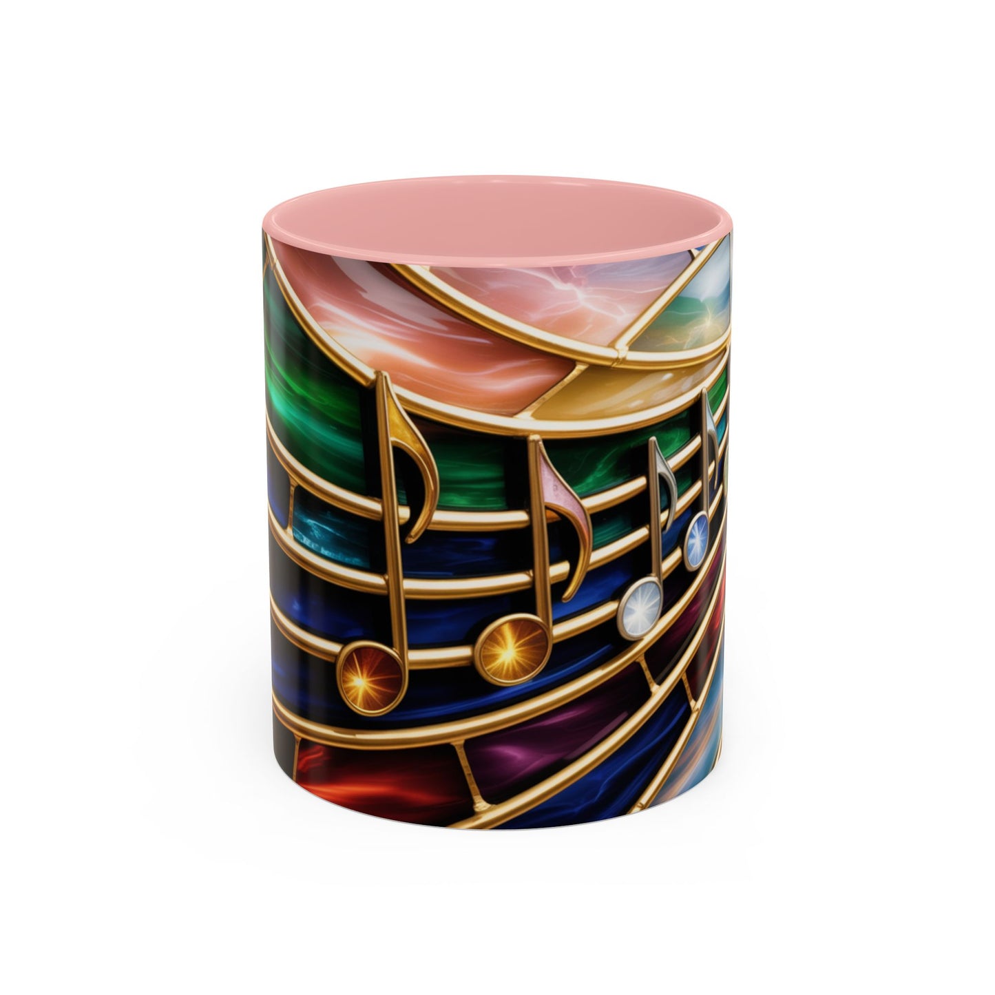 Stained Glass Music Mug, Musical Notes Coffee Cup, Colorful Treble Clef Mug, Musician Gift Idea, Music Lover Cup, Art Mug for Singers