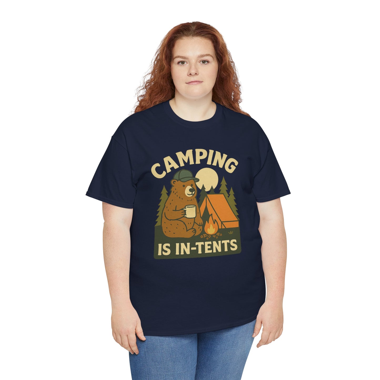 Camping Is In-Tents Funny Bear Camping Tee - Cute Outdoorsy Pun Shirt - Retro Campfire Graphic, Nature Lover Gift, Unisex Adventure Apparel