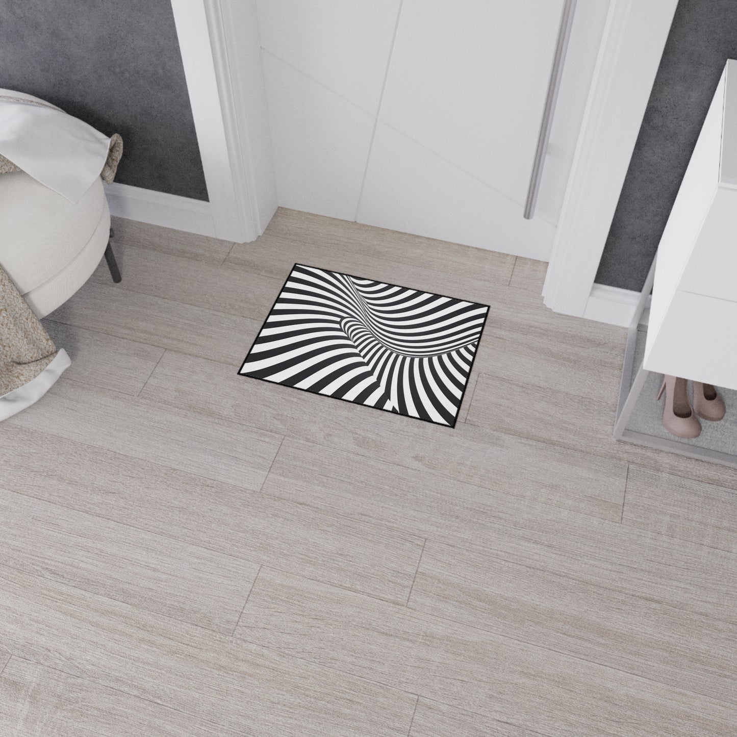 Floor Mat, Black and White Striped Rug, Non-Slip Kitchen Mat, Cute Welcome Mat, Home Decor Accent