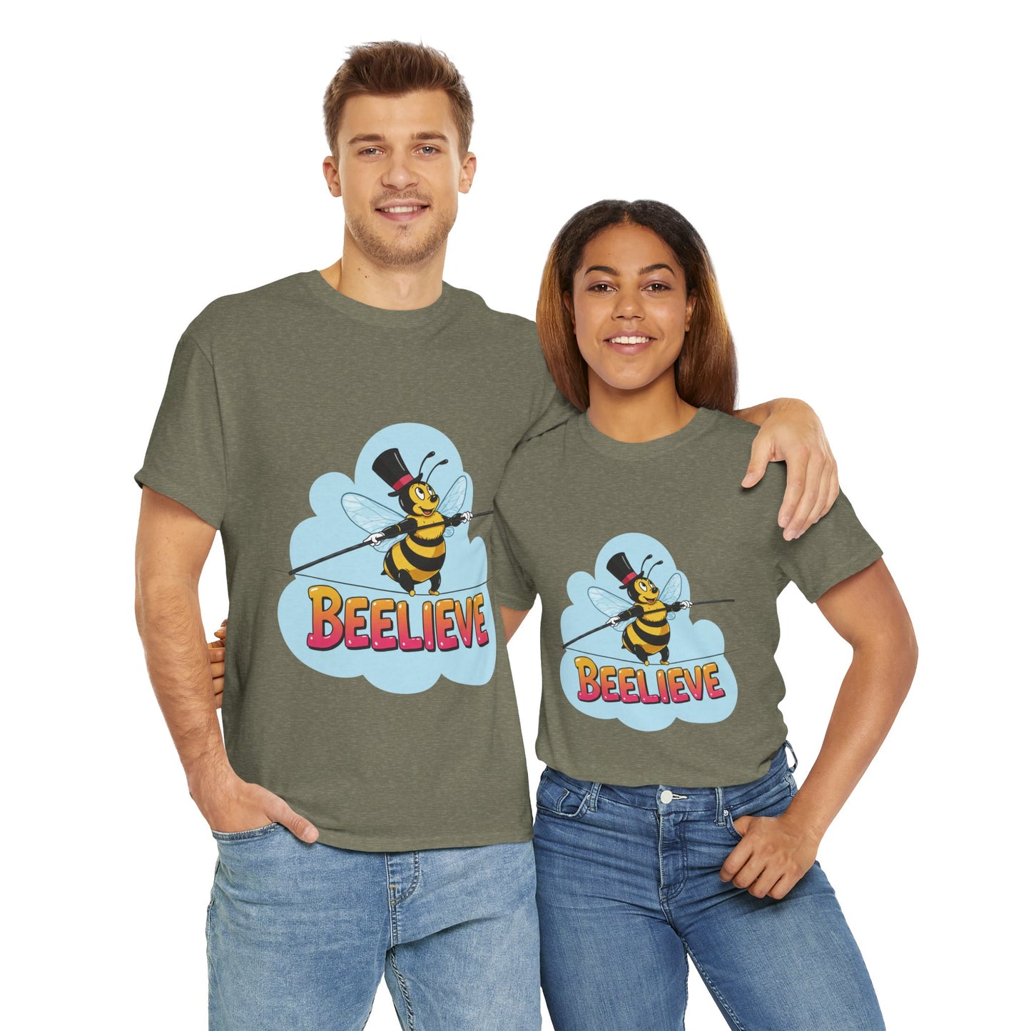 “Beelieve” Bee Pun T‑Shirt | Cute Bee Graphic Tee | Inspirational Pun Shirt | Funny Nature Lover Gift | Bee Belief Positive Vibes Tee