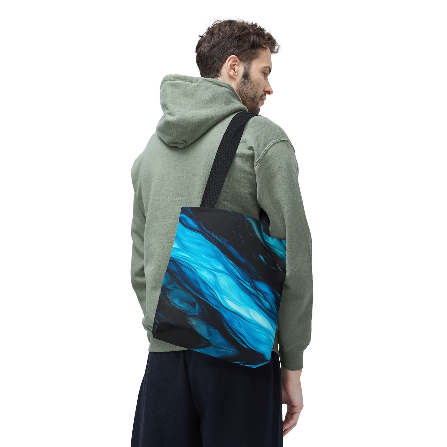 Blue Abstract Swirl Tote Bag – Fluid Art Style Reusable Shopping Bag, Modern Artistic Everyday Carry, Eco-Friendly Gift for Art Lovers
