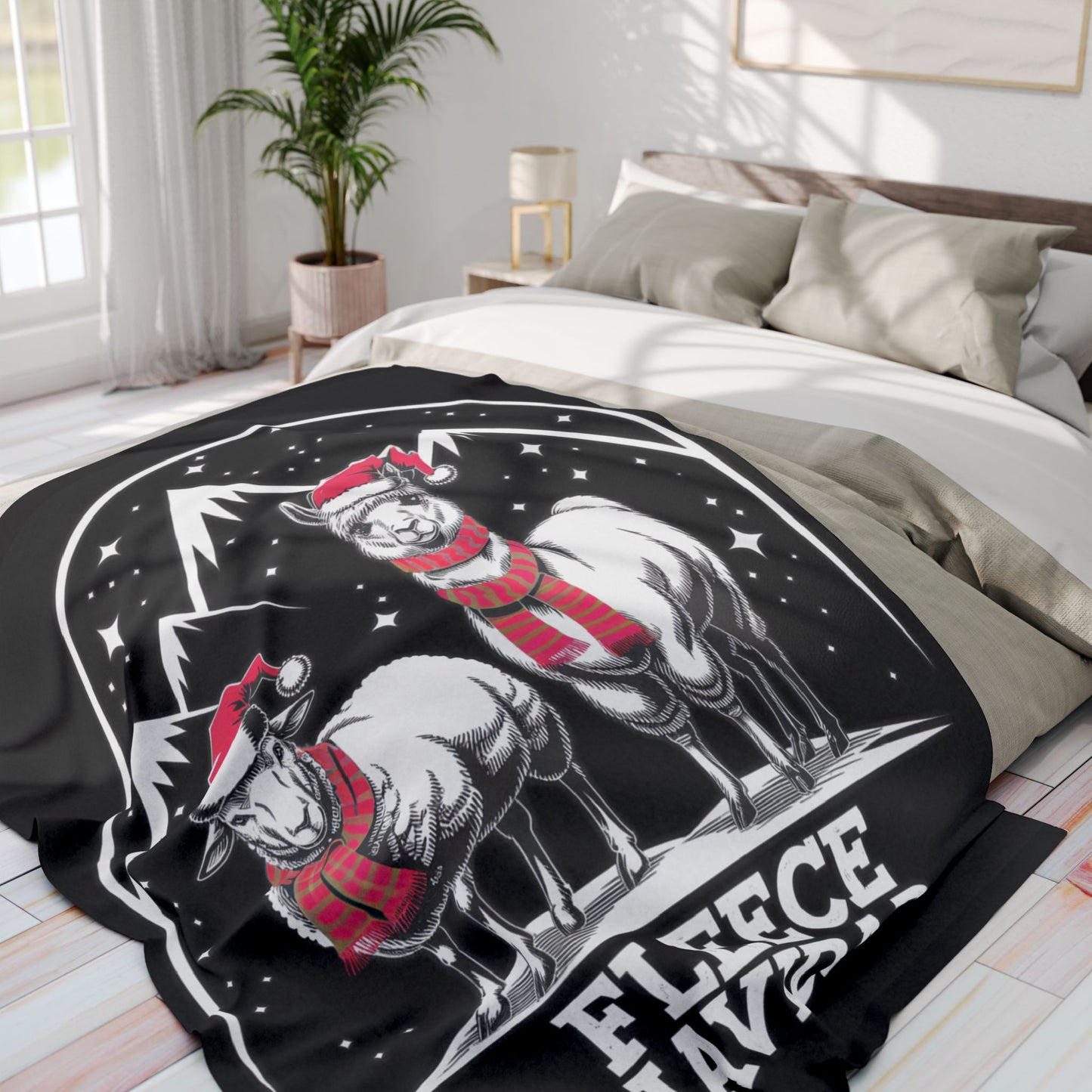 Christmas Arctic Fleece Blanket, Holiday Winter Decor, Fleece Navidad Throw,