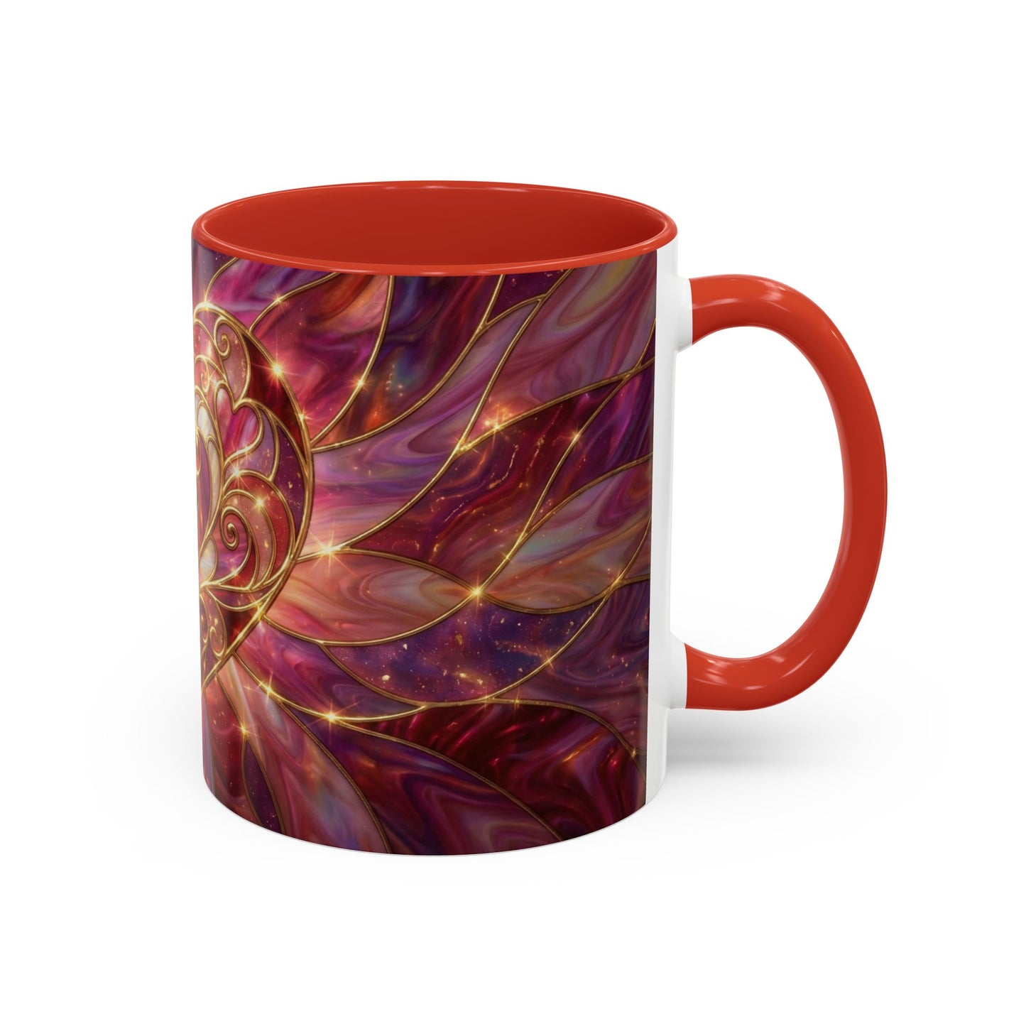 Stained Glass Heart Mug, Romantic Coffee Mug, Valentine Gift Mug, Love Heart Cup, Pink Aesthetic Mug, Anniversary Gift For Her