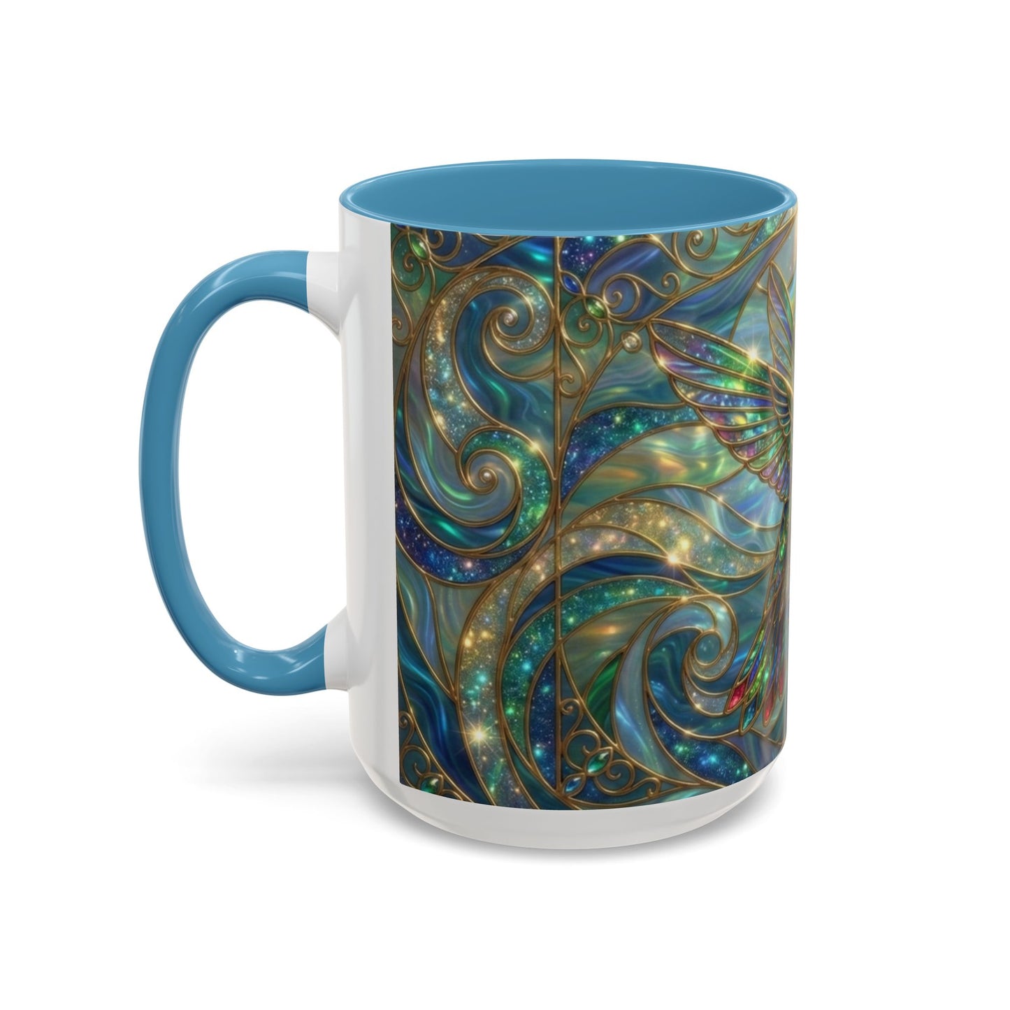 Hummingbird Stained Glass Mug, Colorful Art Coffee Mug, Bird Lover Gift, Nature Inspired Ceramic Mug, Tea Cup