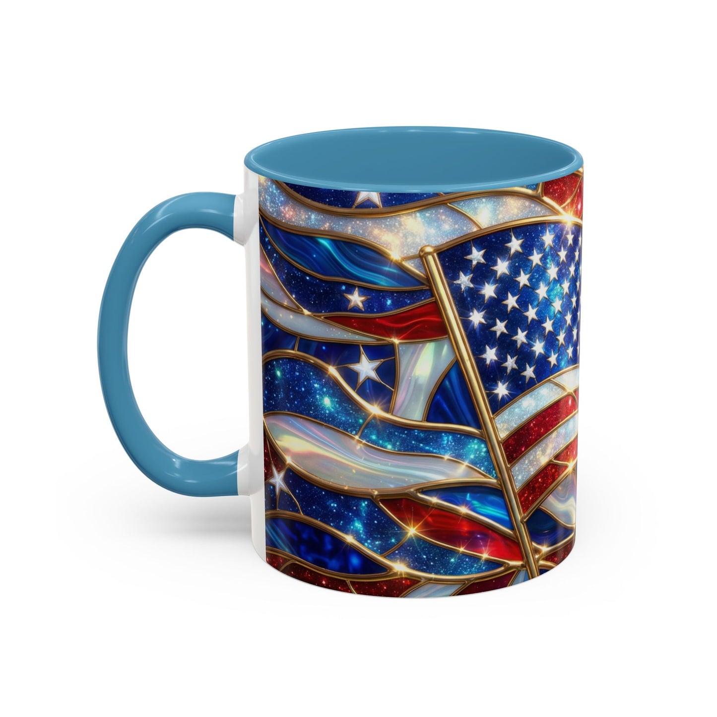American Flag Mug, Stained Glass Flag Coffee Mug, Patriotic Mug, USA Flag Cup, Fourth Of July Gift, Veterans Gift Mug