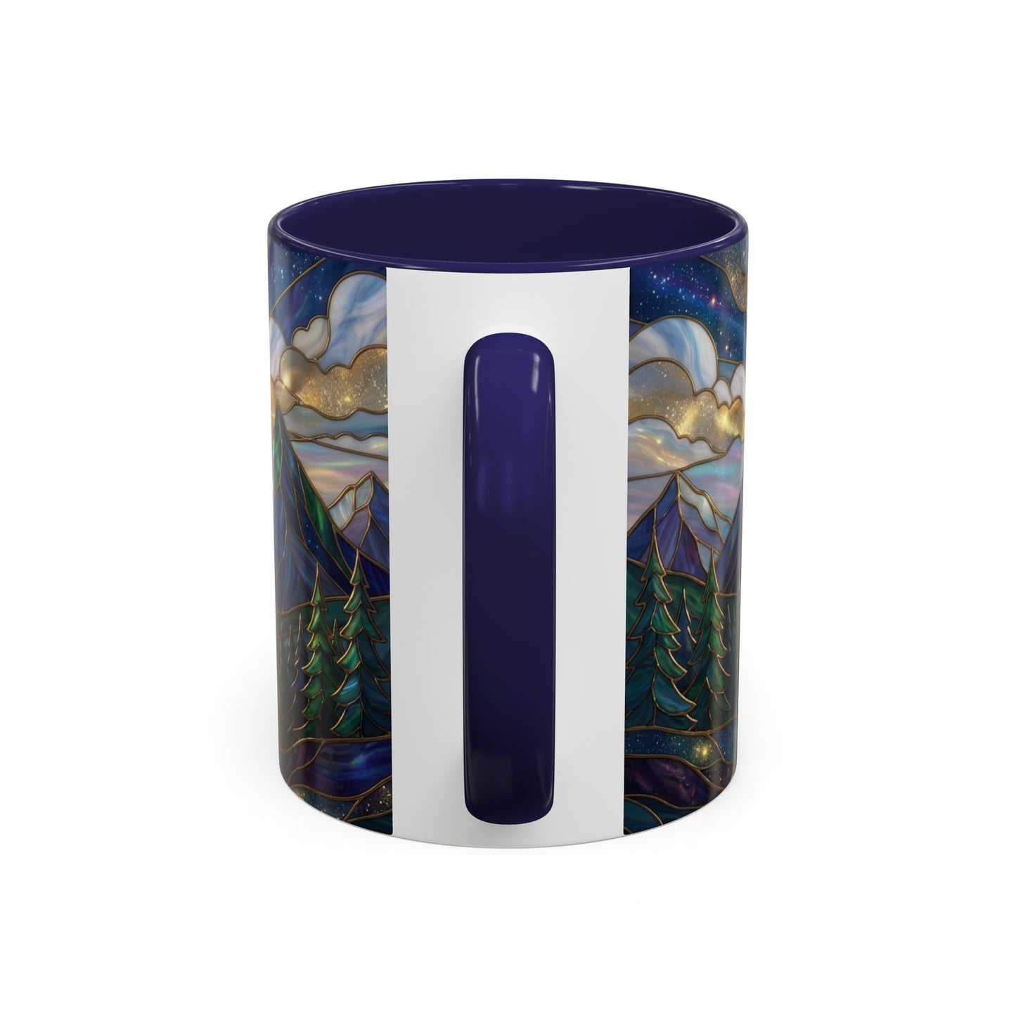 Mountain Art Mug, Scenic Mountain Coffee Cup, Nature Lover Ceramic Mug, Stained Glass Style Landscape, 11oz 15oz Gift, Outdoor Hiking Mug, Unique Coffee Tea Cup
