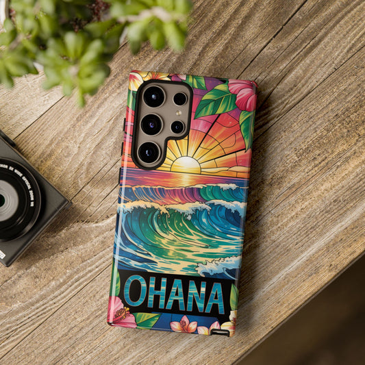 Samsung Galaxy Case Ohana Hawaiian Wave Phone Cover Sunset Tropical Beach Art Protective Case Gift for Samsung Lovers