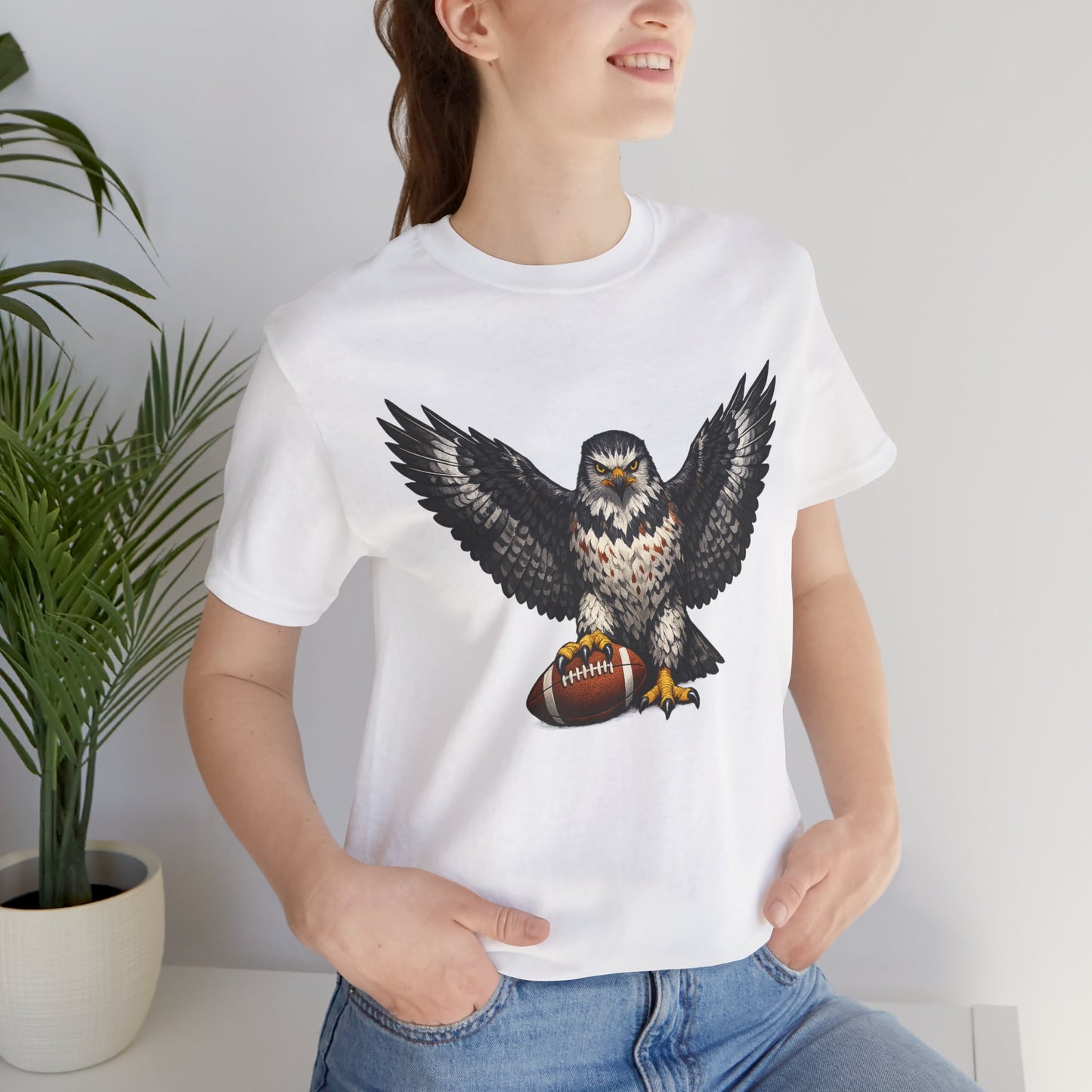 Hawk Football Shirt, Hawk Holding Football T Shirt, Hawk Mascot Tee, Football Bird Of Prey Shirt, Game Day Sports Tee, Hawk Fan Gift