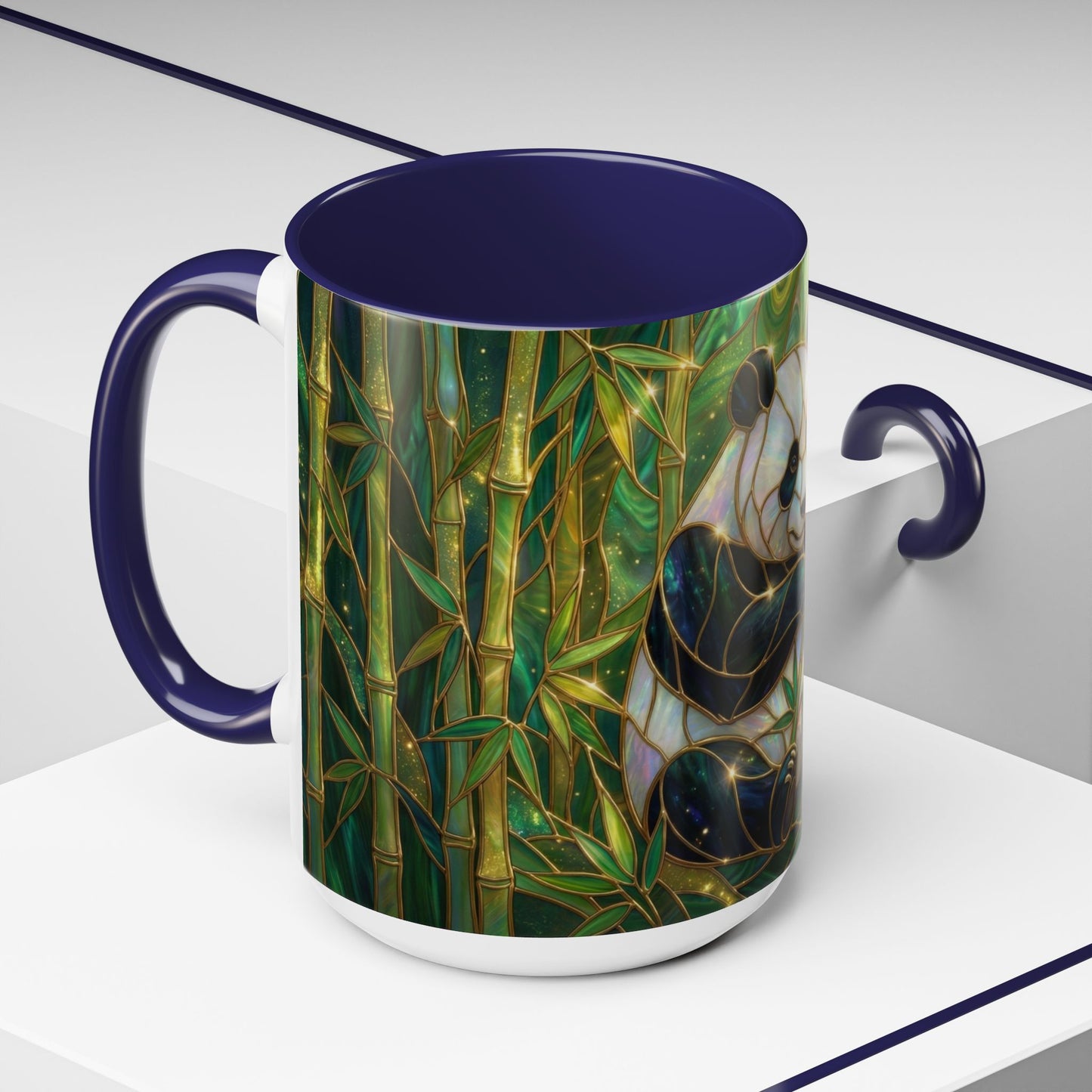 Stained Glass Panda Mug, Panda Coffee Mug, Bamboo Panda Cup, Cute Panda Gift, Nature Animal Mug, Wildlife Art Mug, Panda Lover Gift