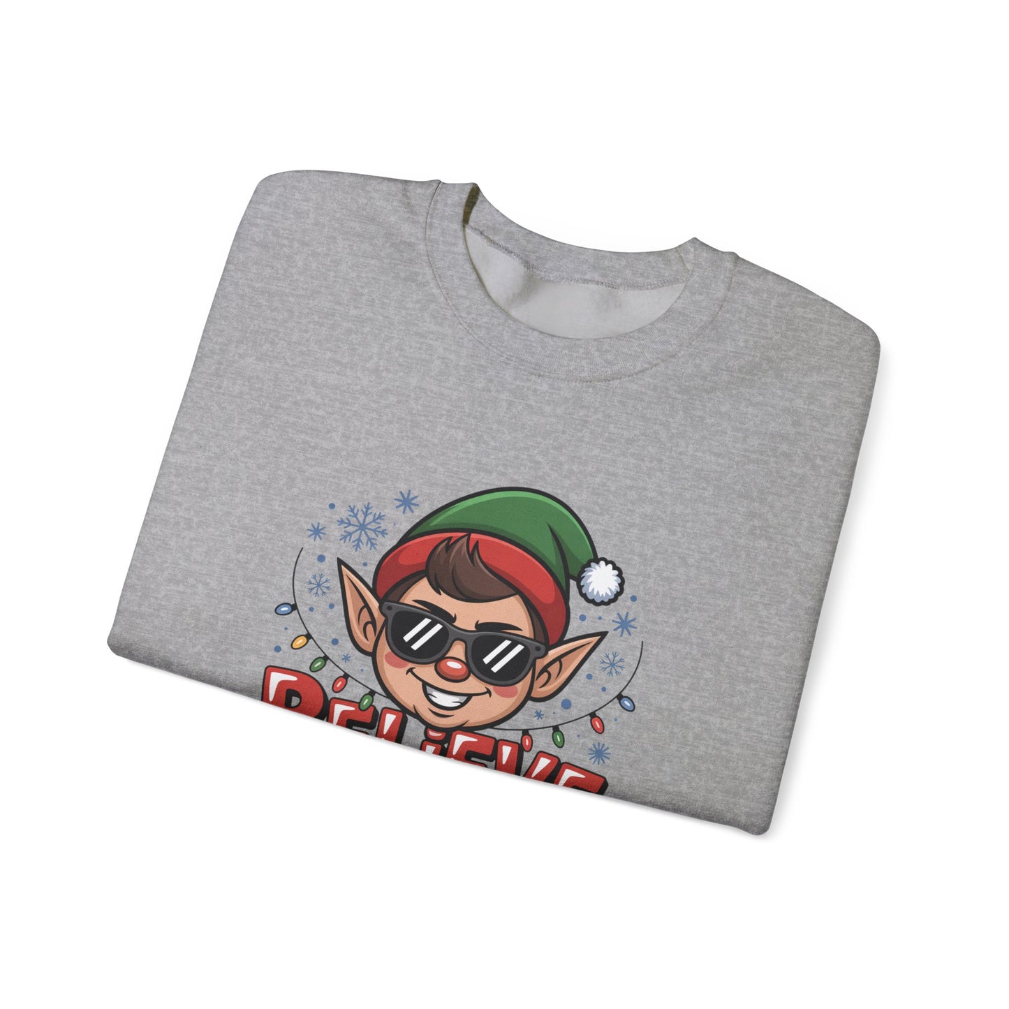 Believe In Your Elf Christmas Sweatshirt, Funny Elf Holiday Sweater, Unisex Christmas Crewneck, Festive Gift For Friends And Family