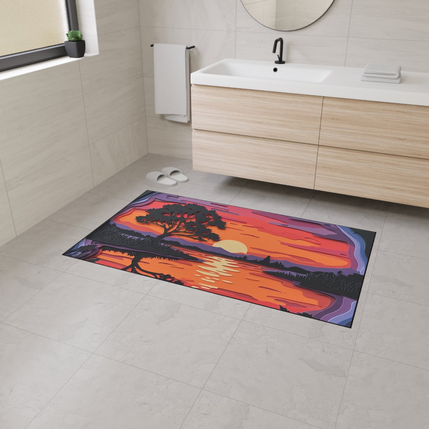 Floor Mat - Paper Art Sunset design