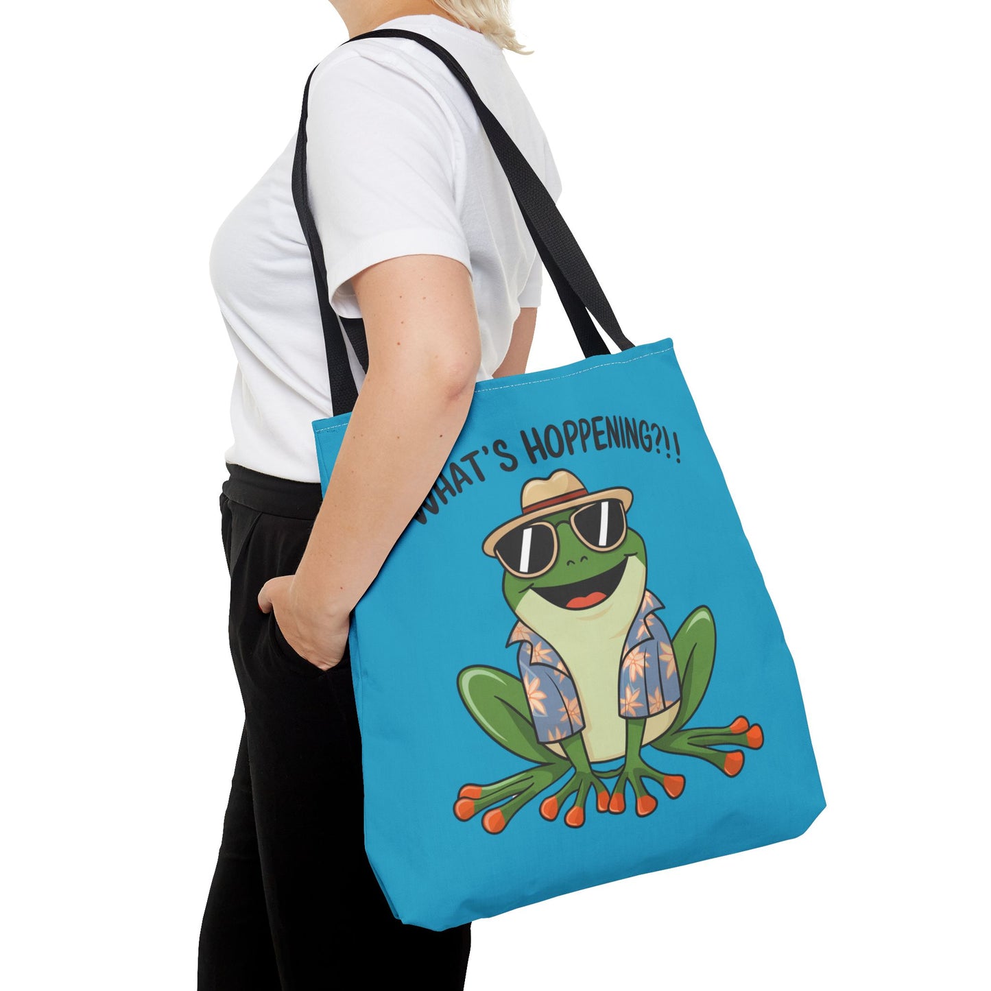 Frog Tote Bag - What's Hoppening Pun Design