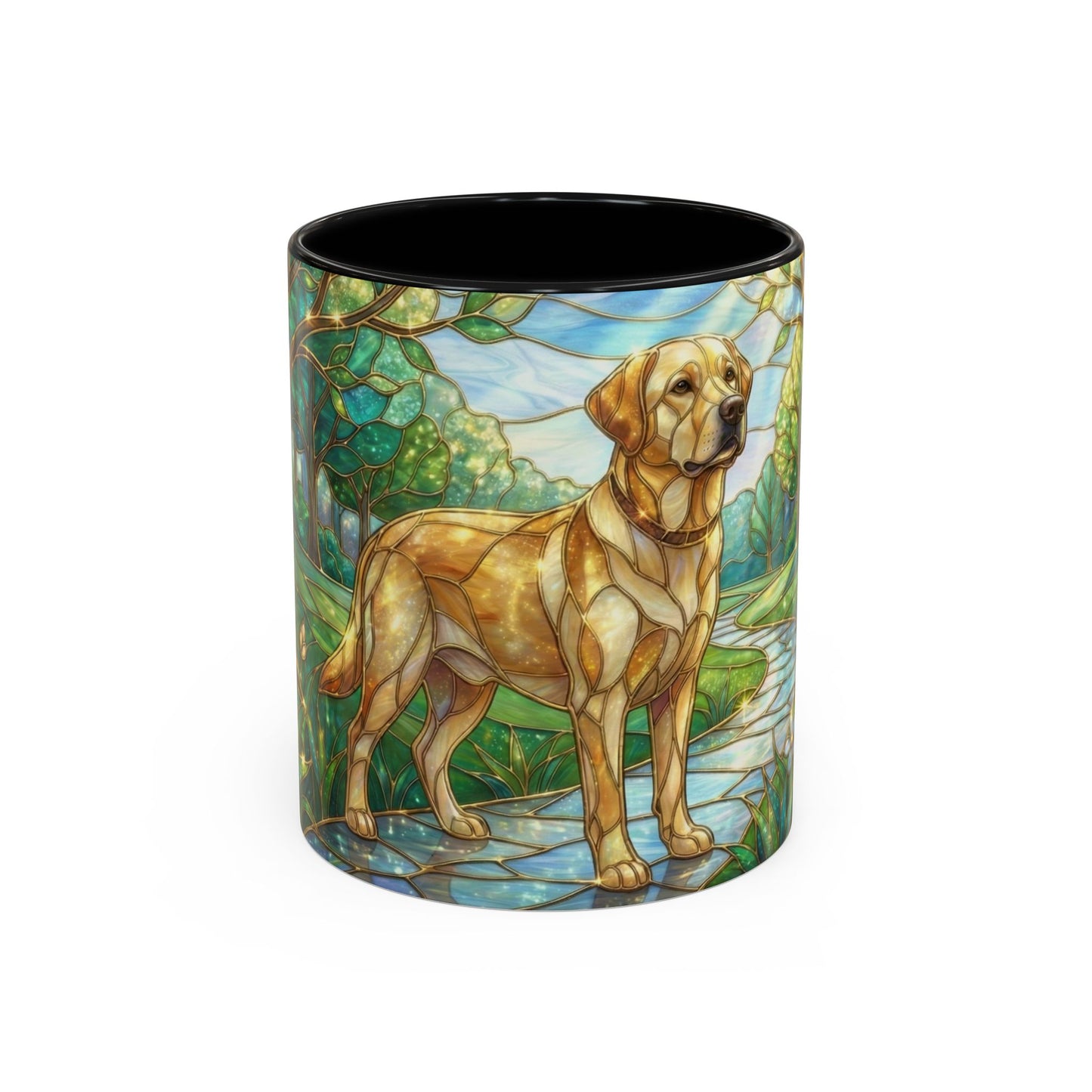 Stained Glass Labrador Mug, Dog Lover Coffee Mug, Labrador Retriever Art Cup, Pet Memorial Gift, Colorful Dog Mug, Nature Art Mug