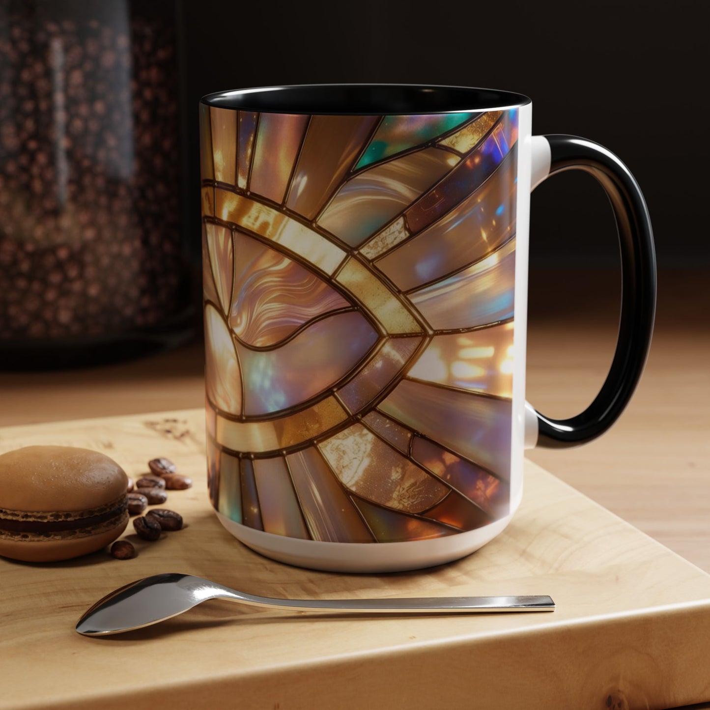 Stained Glass Ichthys Mug, Jesus Fish Christian Coffee Cup, Religious Art Mug, Faith Gift For Women, Inspirational Stained Glass Christian Symbol Design