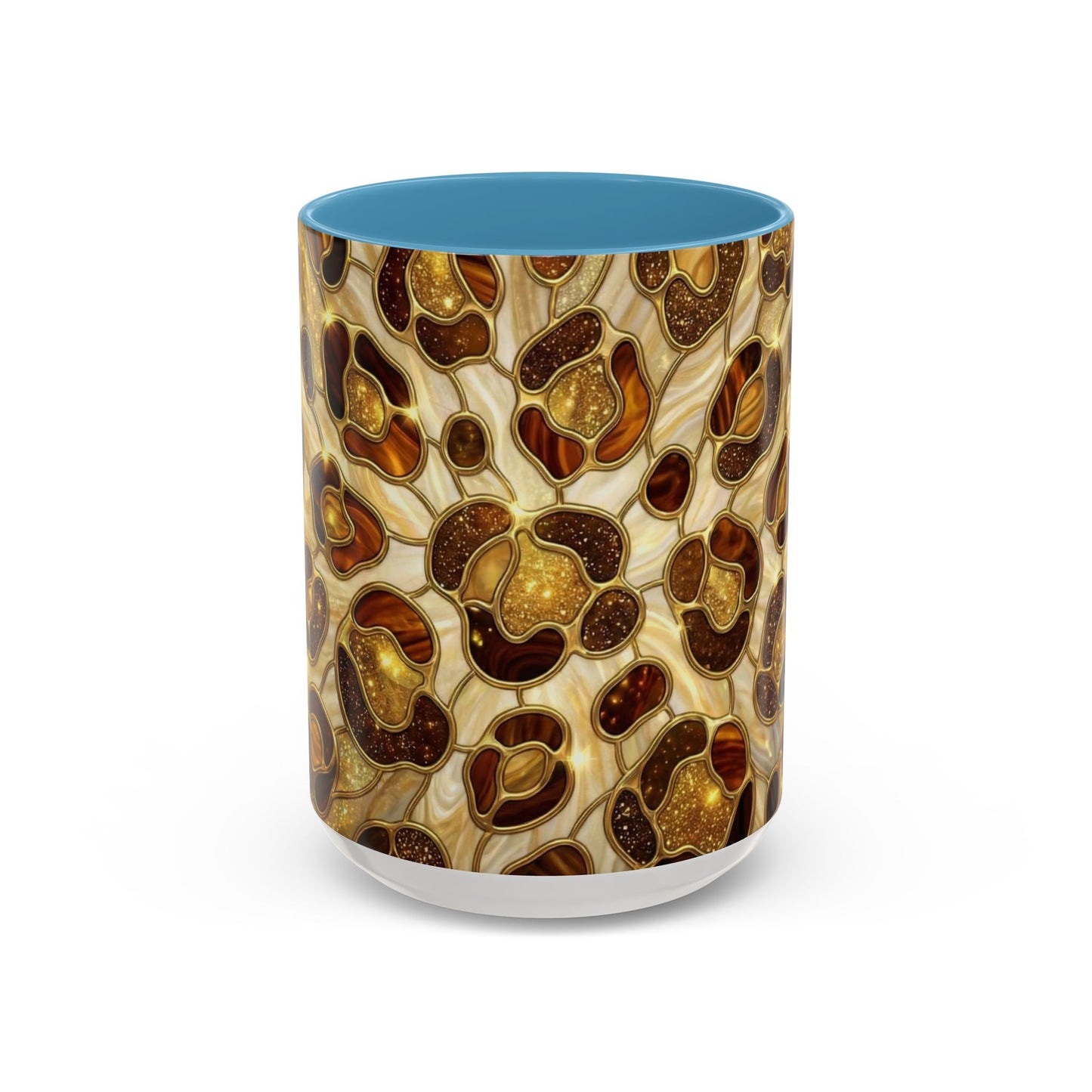 Stained Glass Leopard Print Mug, Gold Cheetah Coffee Cup, Luxury Animal Print Gift, Glam Mosaic Tea Mug, Trendy Desk Decor For Her Gifts