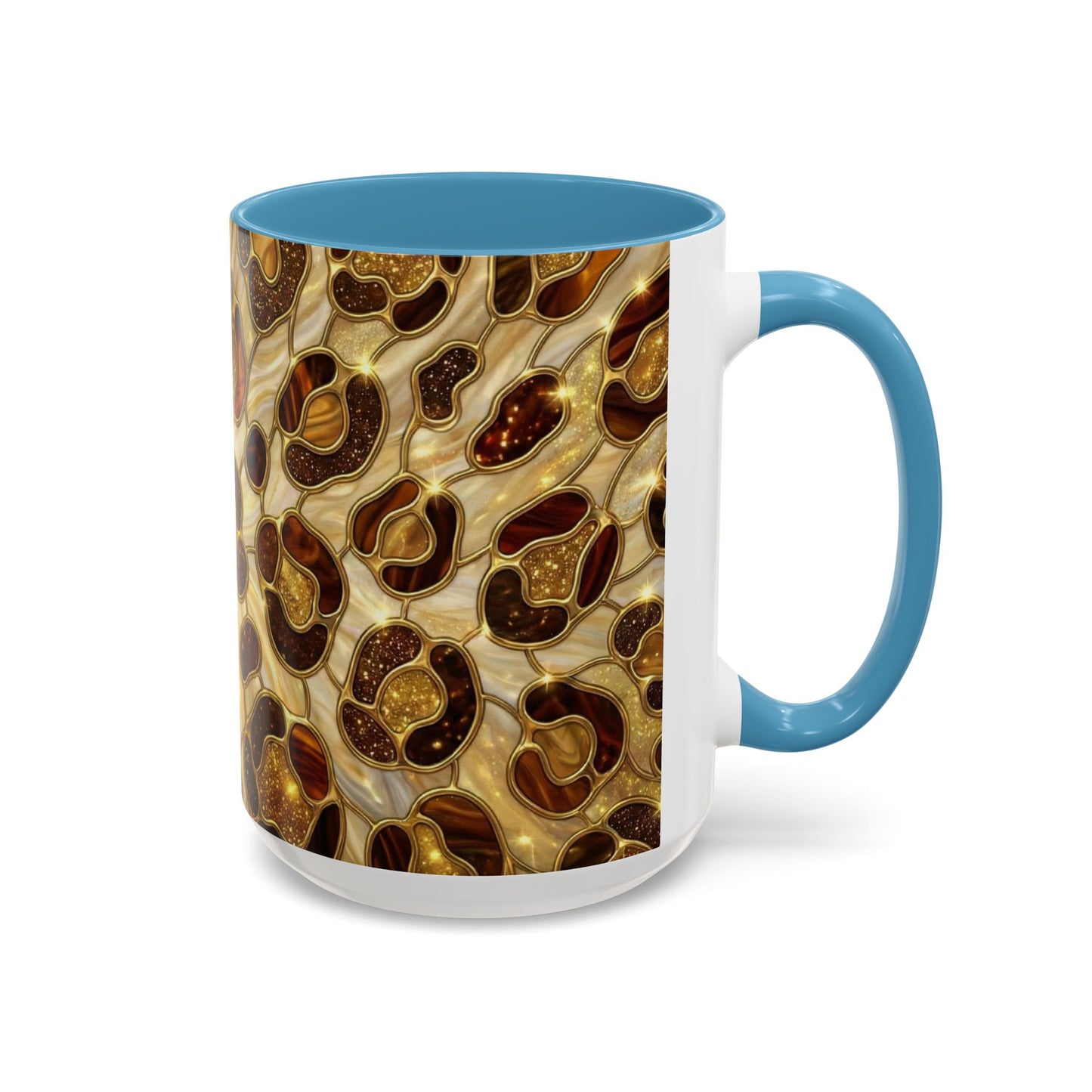Stained Glass Leopard Print Mug, Gold Cheetah Coffee Cup, Luxury Animal Print Gift, Glam Mosaic Tea Mug, Trendy Desk Decor For Her Gifts