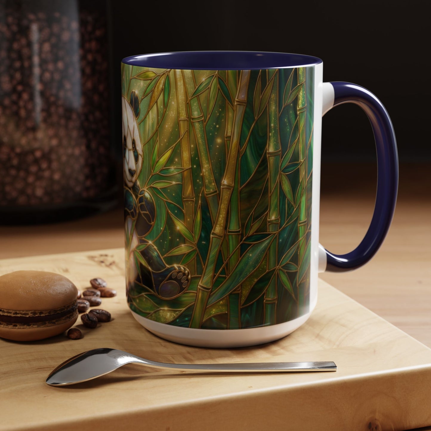 Stained Glass Panda Mug, Panda Coffee Mug, Bamboo Panda Cup, Cute Panda Gift, Nature Animal Mug, Wildlife Art Mug, Panda Lover Gift