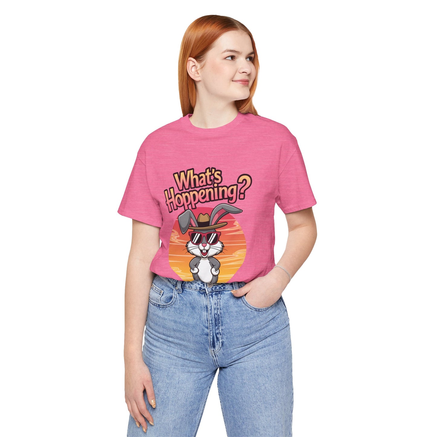 What’s Hoppening Funny Bunny Shirt – Cute Rabbit Pun T-Shirt – Sunset Graphic Tee for Animal Lovers, Easter, and Pun Enthusiasts