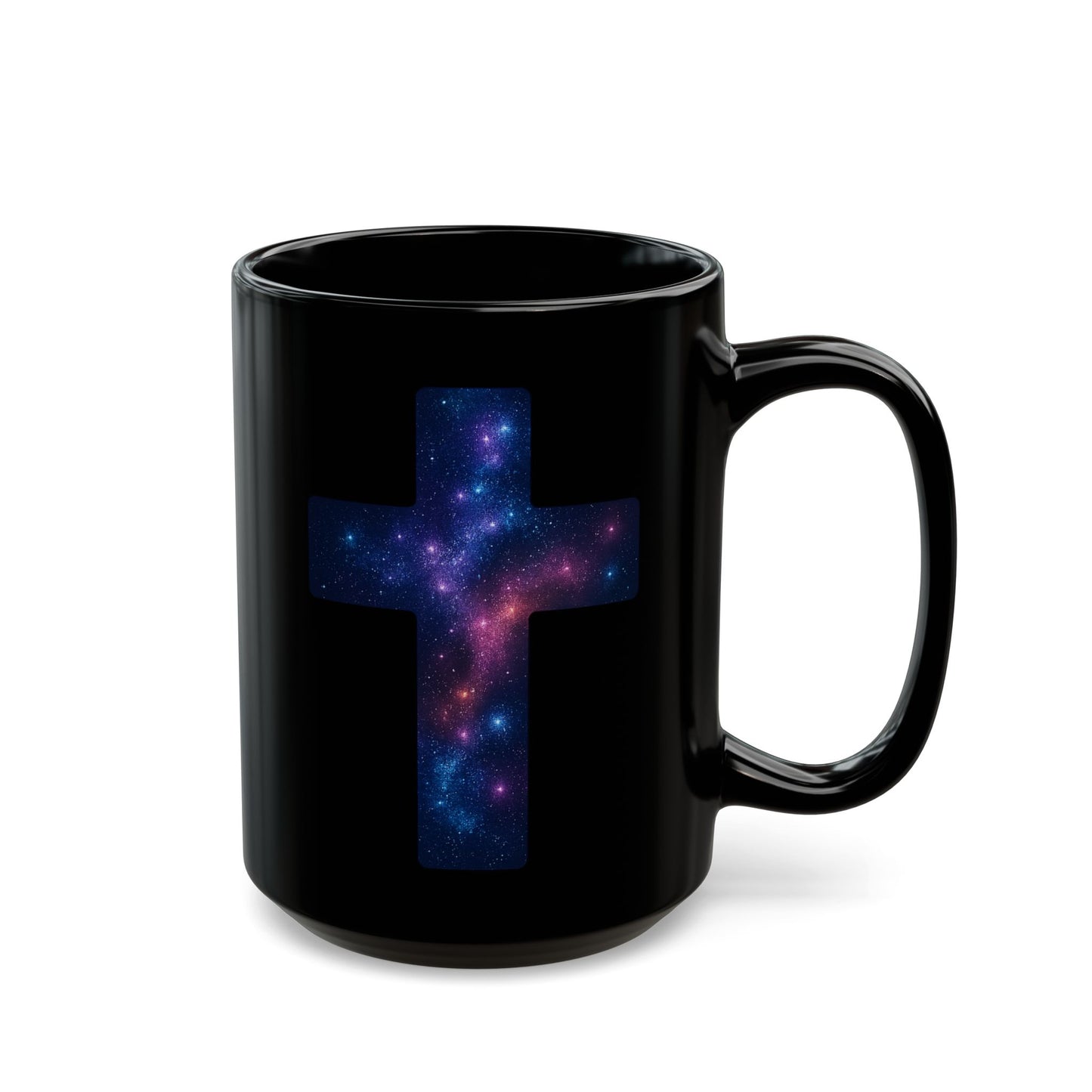 Galaxy Cross Coffee Mug – Celestial Cosmic Cross Design, Space Nebula Drinkware, Galaxy Art Mug, Trendy Astronomy Gift