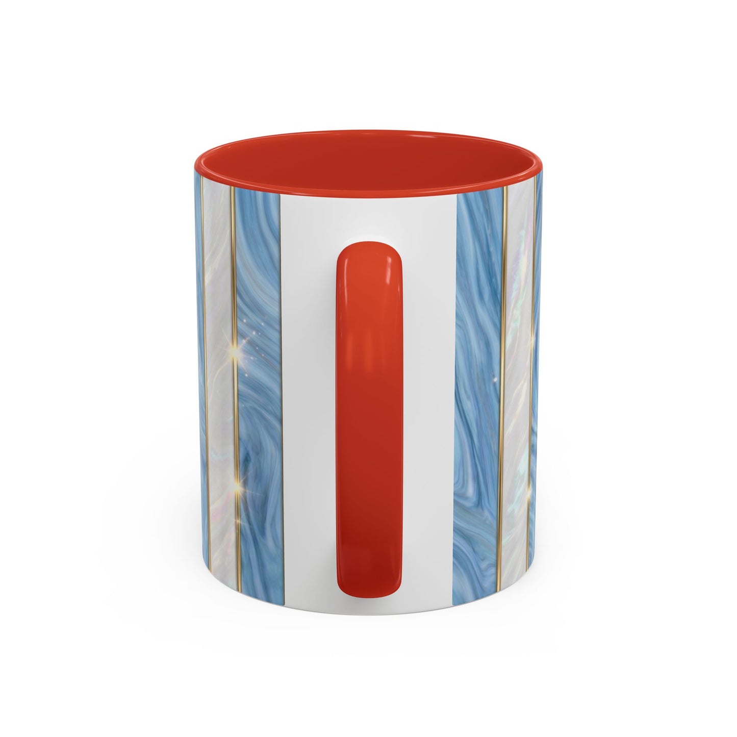 Faux Stained Glass Mug, Blue Pearlescent Coffee Cup, Art Deco Stained Glass Decor, Elegant Gold Stripe Teacup, Unique Art Gift For Her