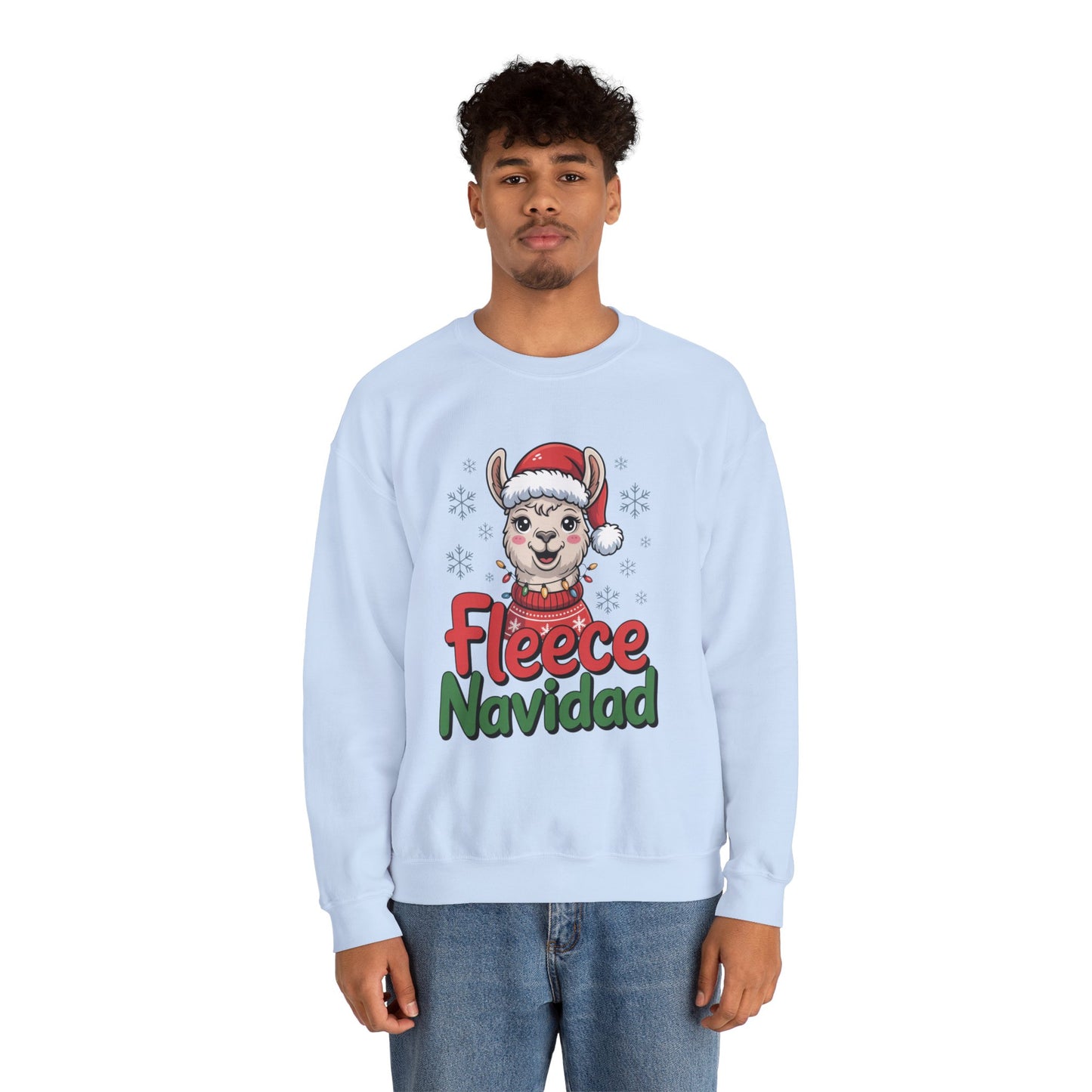 Fleece Navidad Christmas Sweatshirt, Funny Llama Holiday Sweater, Cozy Unisex Crewneck, Cute Christmas Pun Gift For Friends And Family