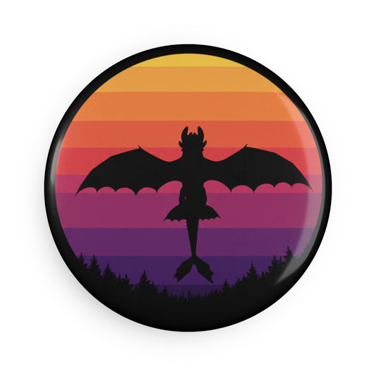 Dragon Sunset Magnet | Fantasy Fridge Magnet | Cottagecore Aesthetic | Dragon Lover Gift | DnD Decor | Retro Sunset Magnet