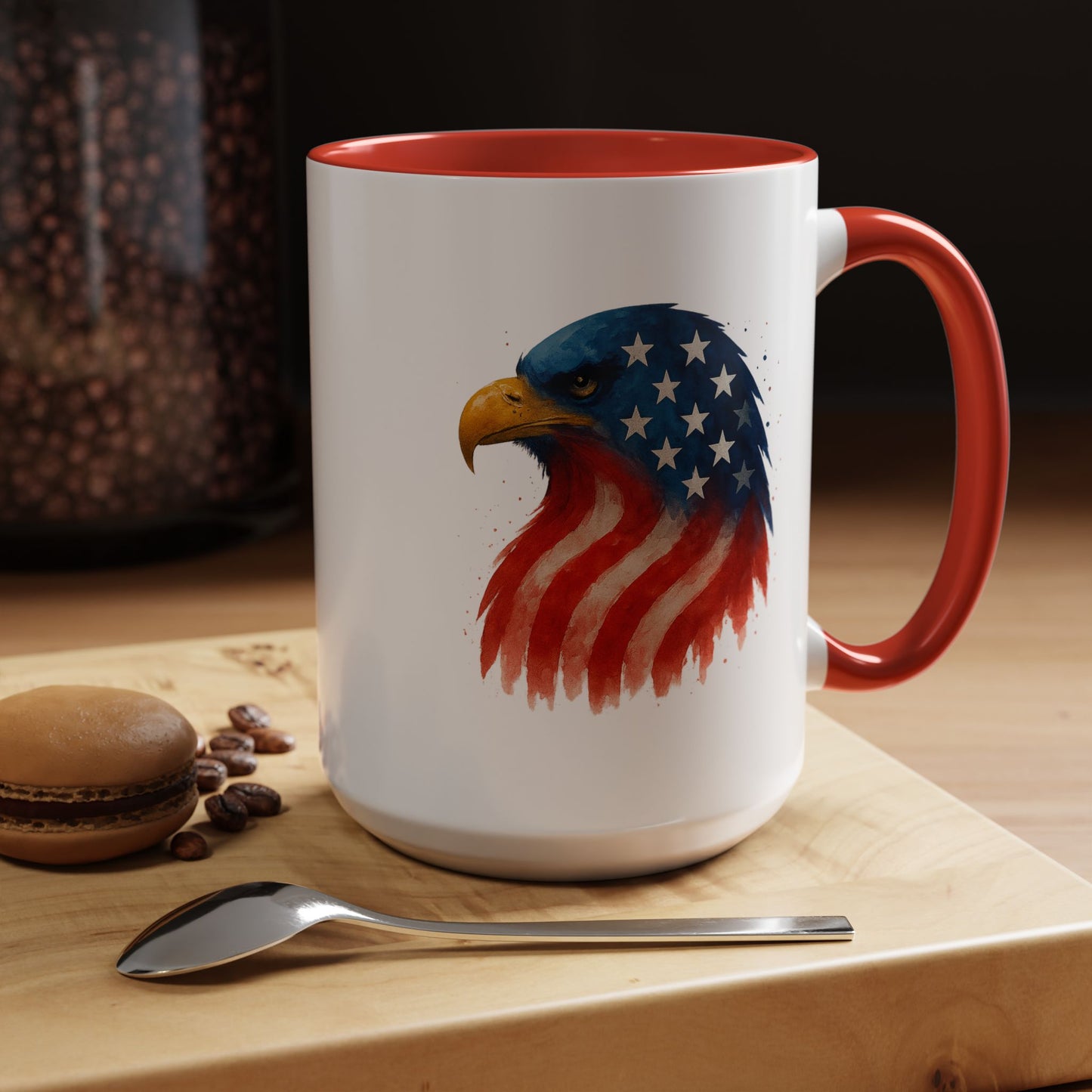 American Flag Eagle Mug - Patriotic Coffee Cup - USA Bald Eagle Gift - 4th of July Mug - Independence Day Drinkware - Veteran Gift