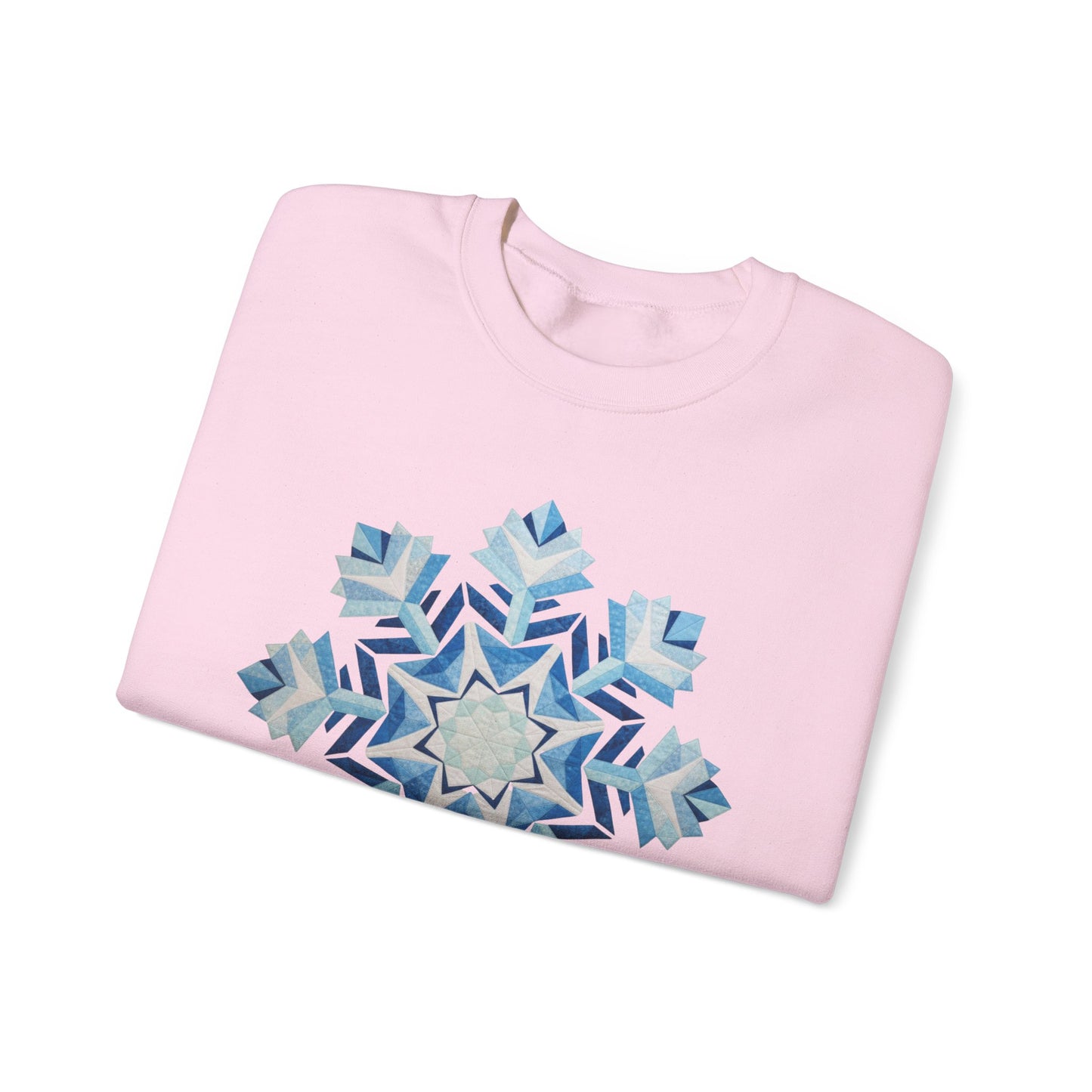 Faux Patchwork Snowflake Sweatshirt, Winter Snowflake Crewneck Unisex, Cozy Holiday Patchwork Sweatshirt, Nordic Snowflake Winter Pullover