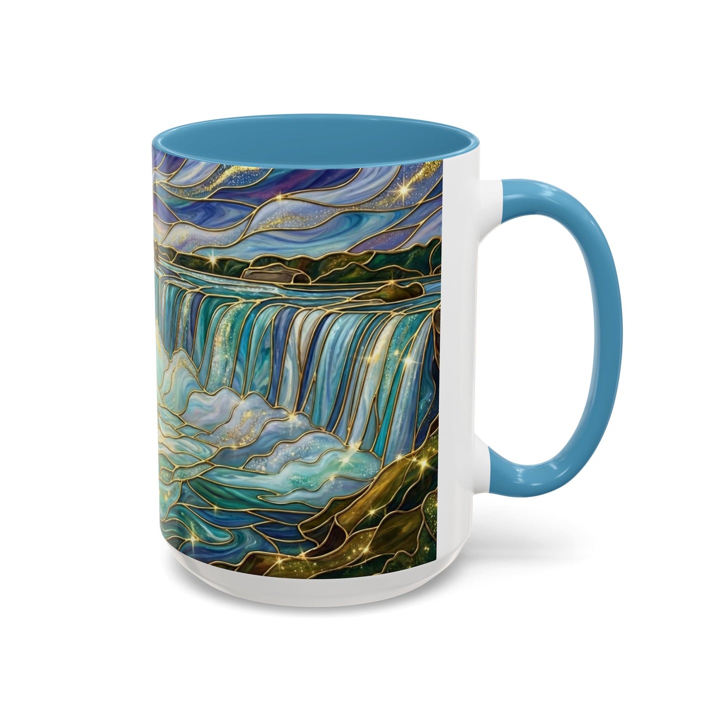 Faux Stained Glass Niagara Falls Mug, Waterfall Coffee Cup, Canada Souvenir Gift, Upstate New York Travel Memento, Nature Lover Tea Cup