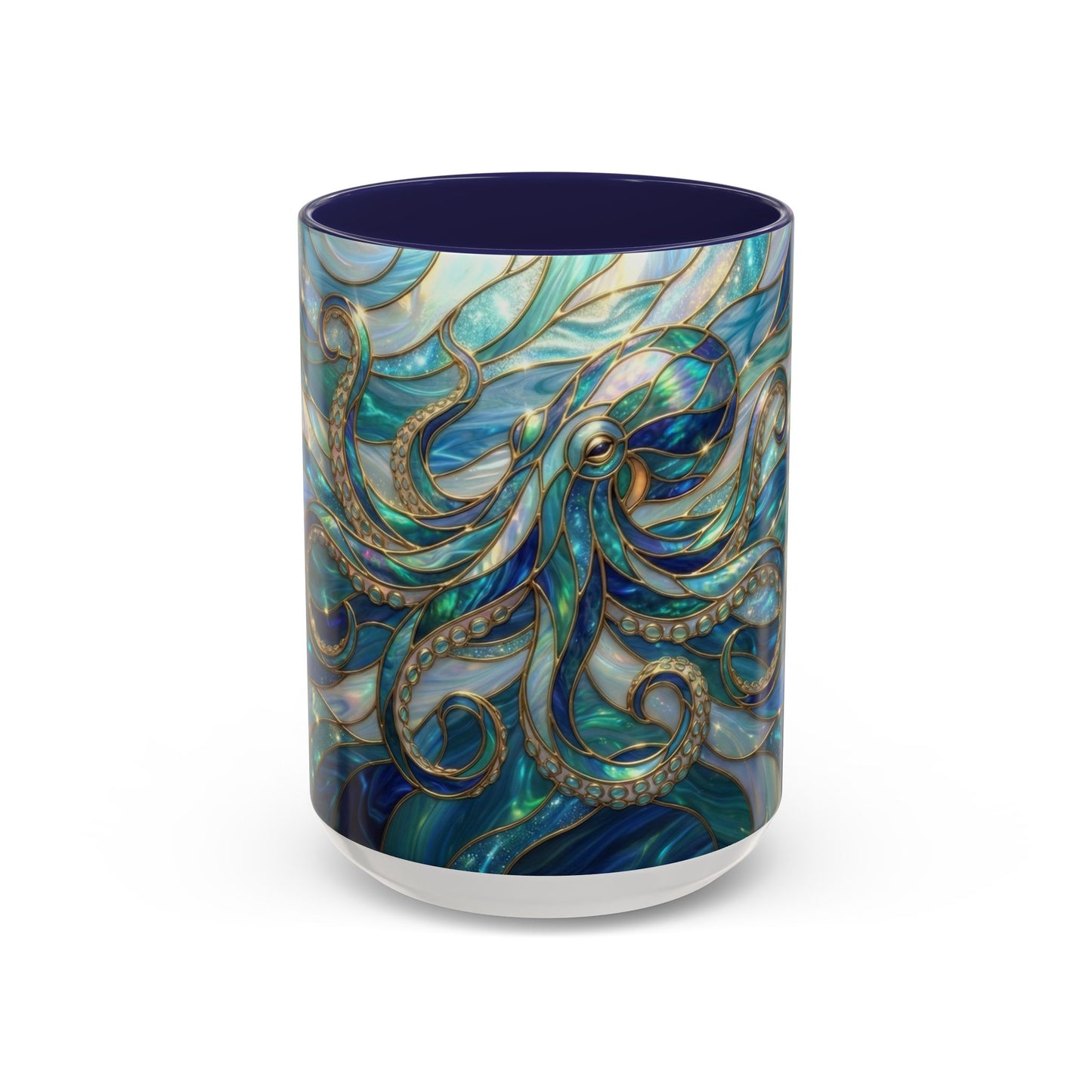 Stained Glass Octopus Mug, Octopus Coffee Mug, Ocean Art Mug, Nautical Decor Cup, Sea Creature Mug, Octopus Lover Gift