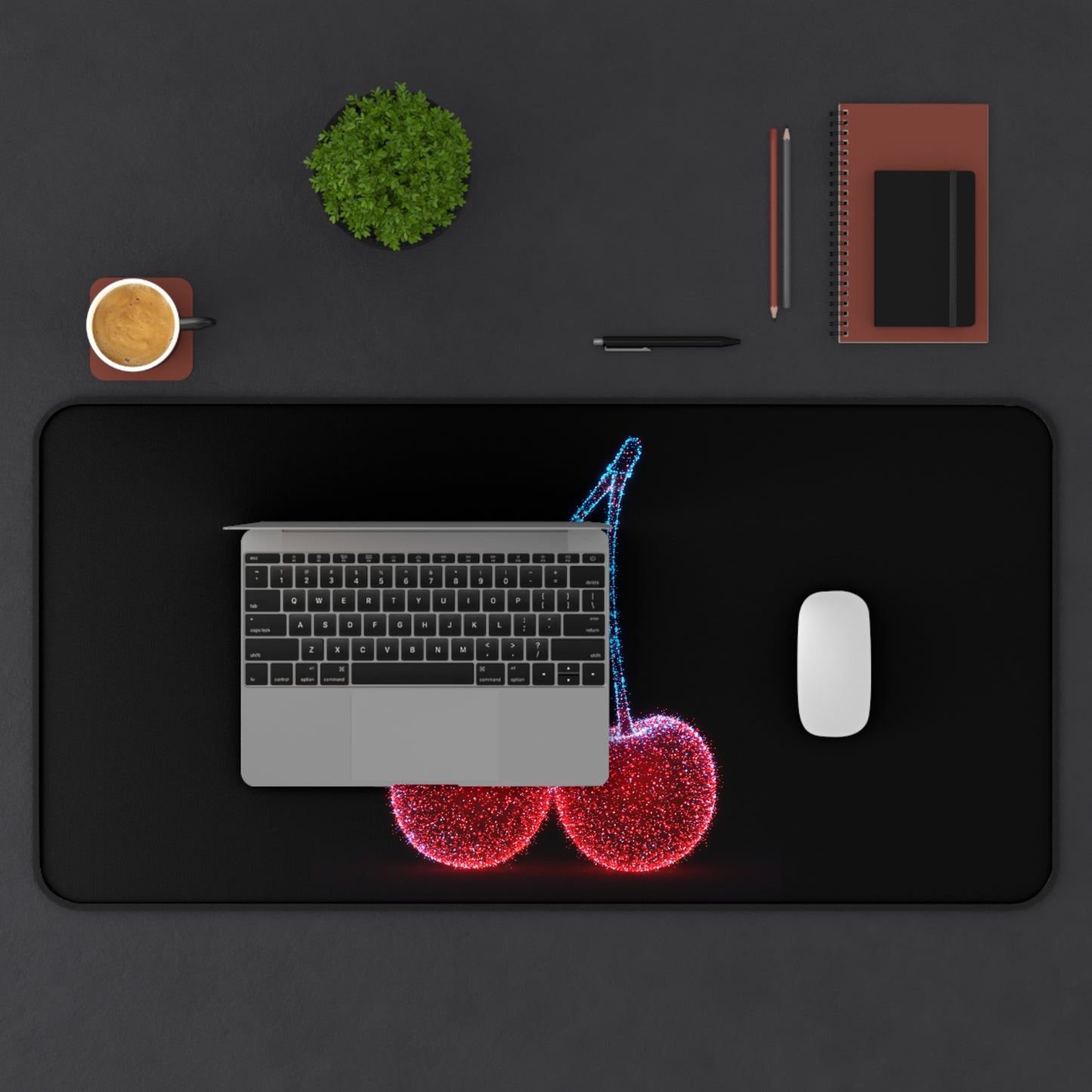 Desk Mat Sparkling Cherries Mouse Pad for Vibrant Workspaces Cherry Decor Cherry Mouse Pad
