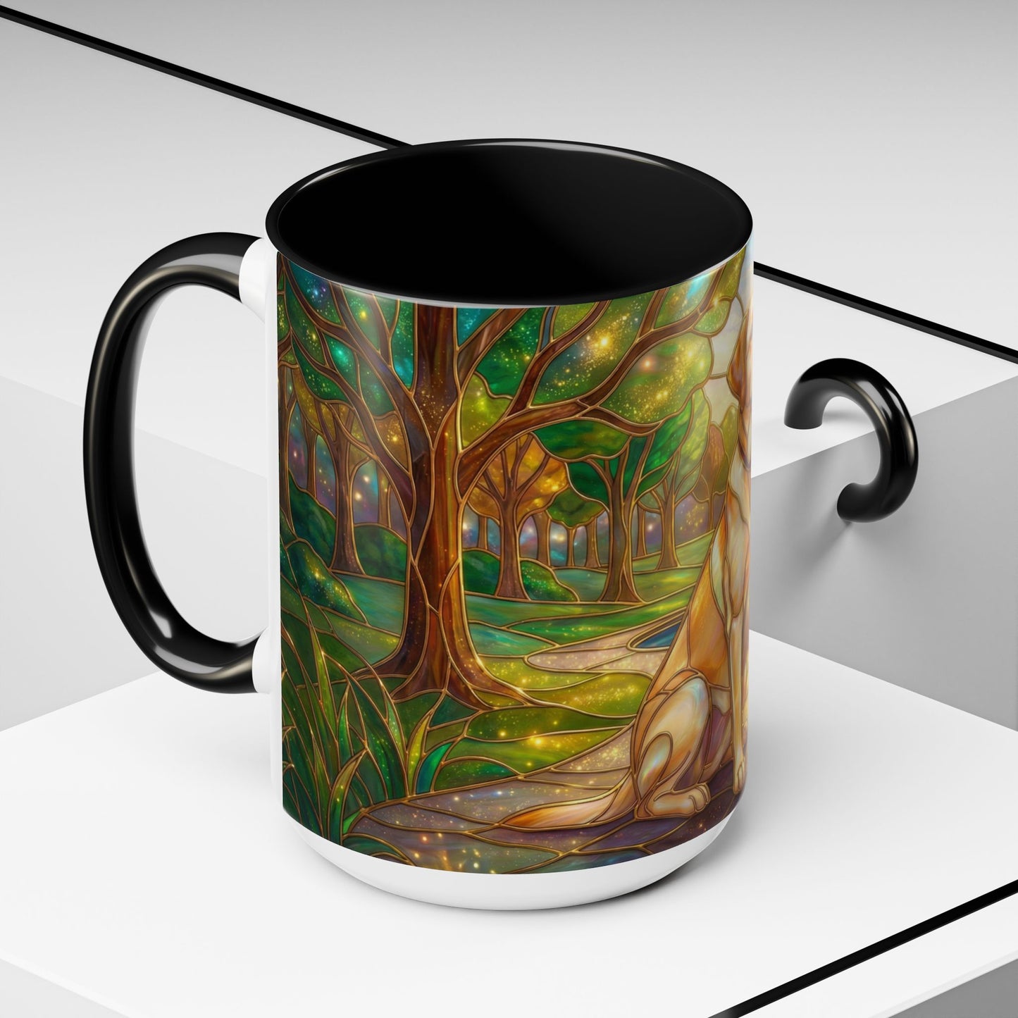 Stained Glass Labrador Mug, Dog Lover Coffee Mug, Labrador Retriever Art Cup, Pet Memorial Gift, Colorful Dog Mug, Nature Art Mug