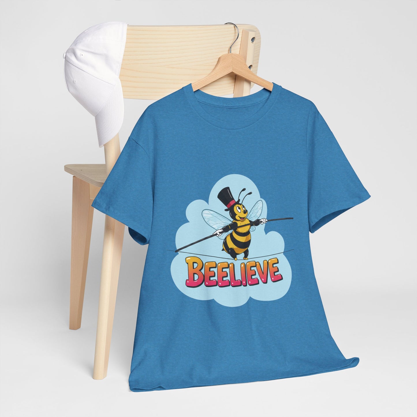 “Beelieve” Bee Pun T‑Shirt | Cute Bee Graphic Tee | Inspirational Pun Shirt | Funny Nature Lover Gift | Bee Belief Positive Vibes Tee