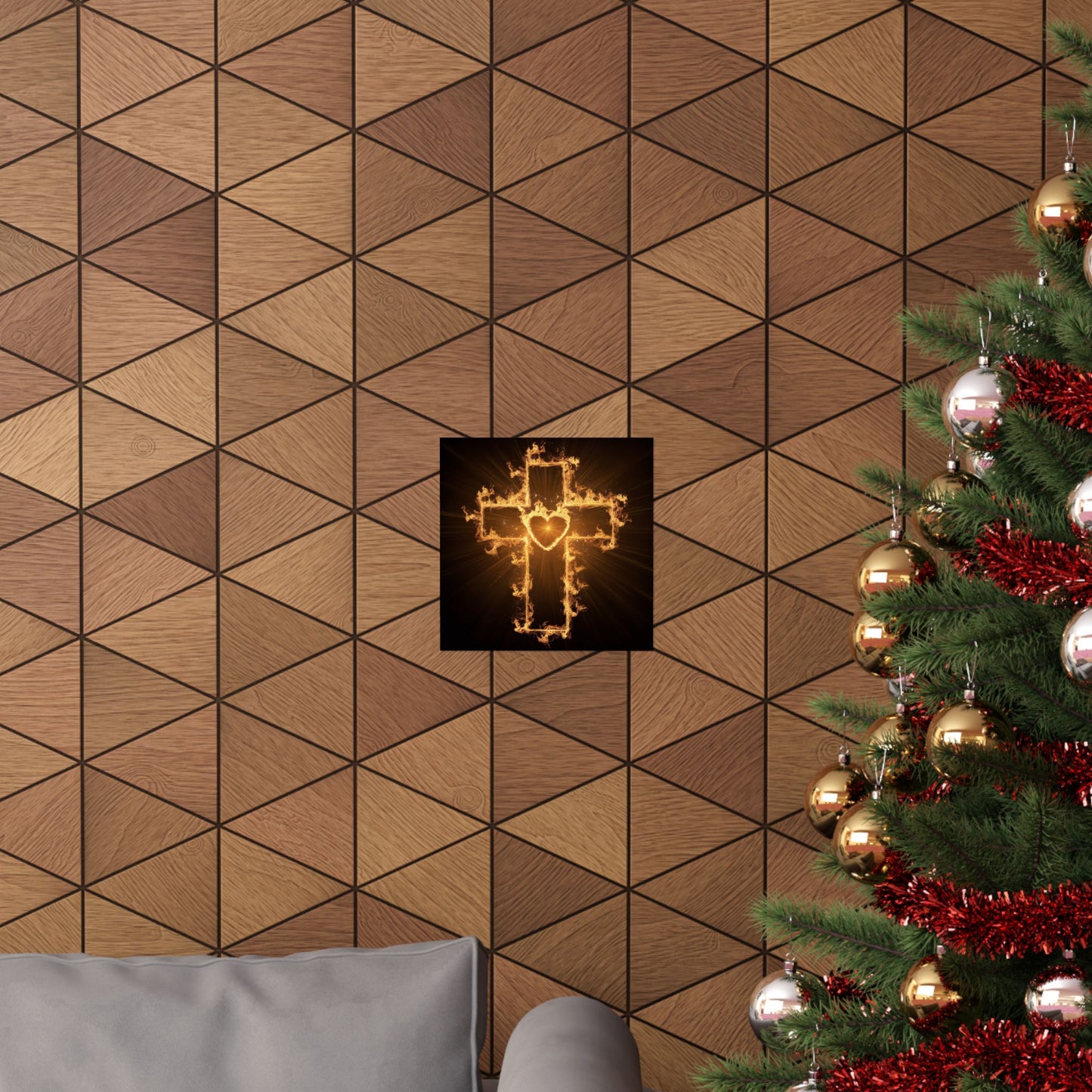 Spiritual Matte Vertical Posters - Fiery Cross Design