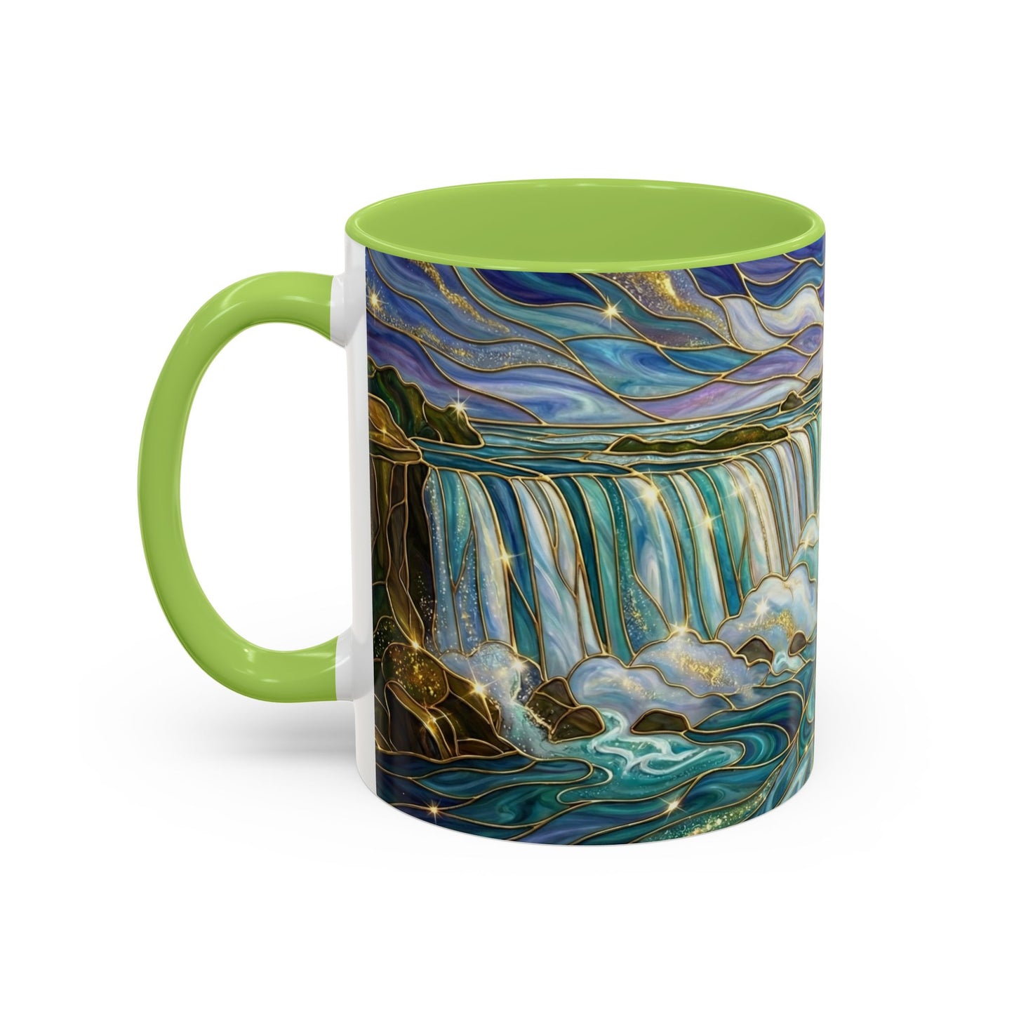 Faux Stained Glass Niagara Falls Mug, Waterfall Coffee Cup, Canada Souvenir Gift, Upstate New York Travel Memento, Nature Lover Tea Cup
