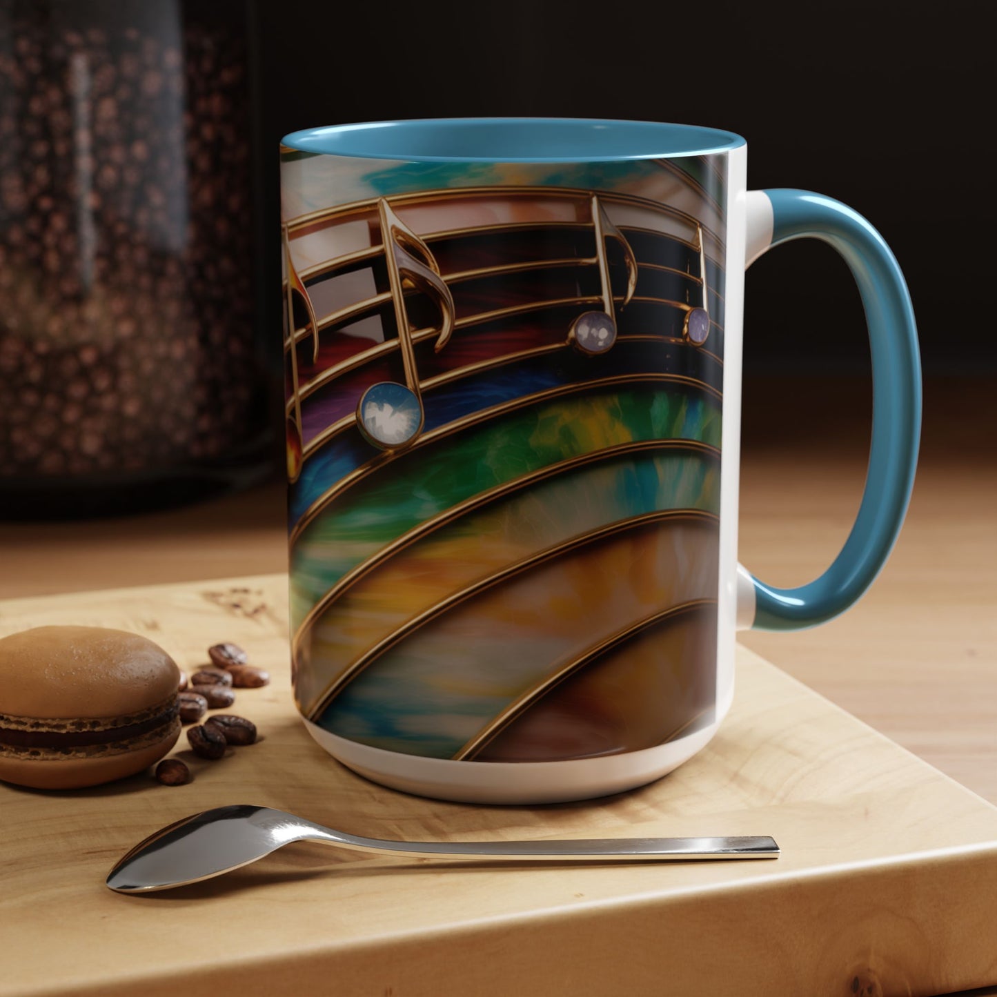 Stained Glass Music Notes Mug - Colorful Music Lover Gift - Music Teacher Mug - Treble Clef Coffee Cup - Musician Gift Idea - 11oz & 15oz Ceramic Mug