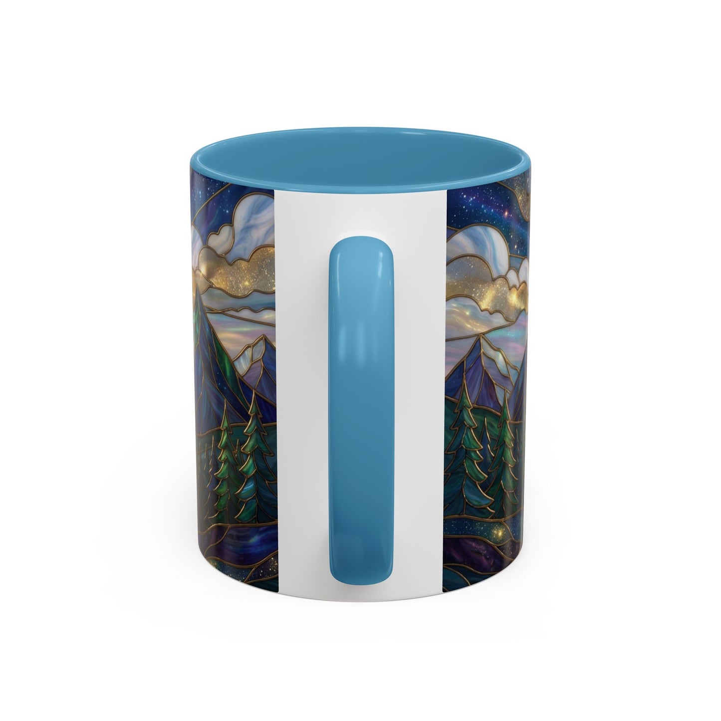 Mountain Art Mug, Scenic Mountain Coffee Cup, Nature Lover Ceramic Mug, Stained Glass Style Landscape, 11oz 15oz Gift, Outdoor Hiking Mug, Unique Coffee Tea Cup