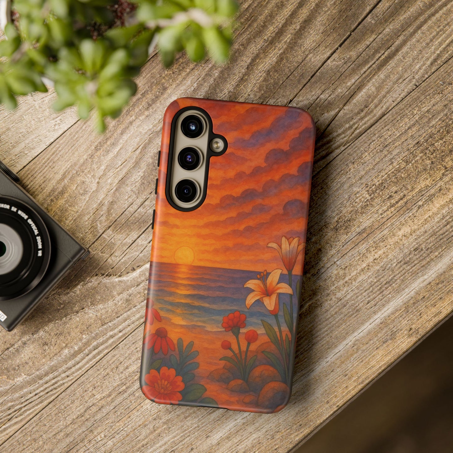 Samsung Case - Floral Ocean Sunset Watercolor Nautical Phone Case Beach Samsung Case Ocean Sunset Theme
