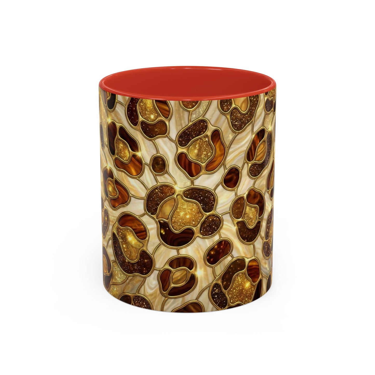 Stained Glass Leopard Print Mug, Gold Cheetah Coffee Cup, Luxury Animal Print Gift, Glam Mosaic Tea Mug, Trendy Desk Decor For Her Gifts