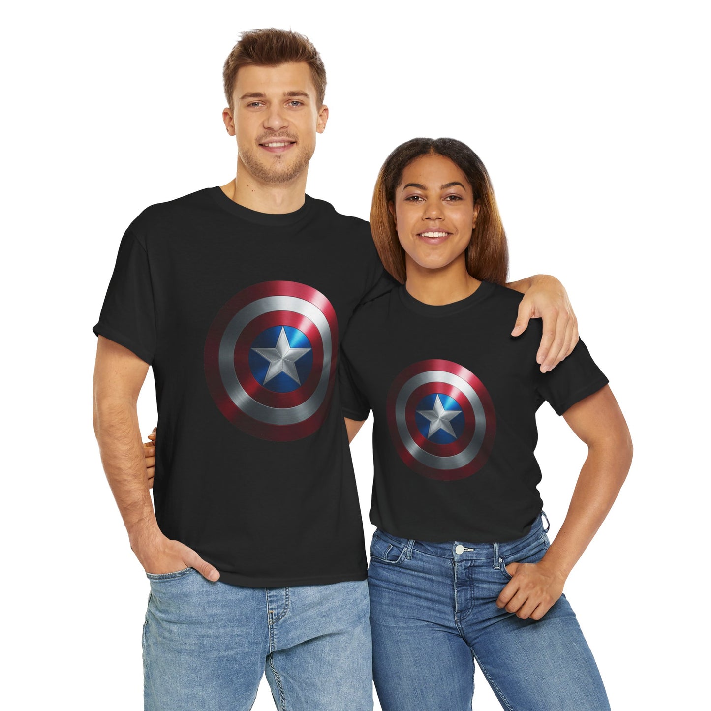 Patriotic Hero Shield Shirt – Star Emblem Graphic Tee – Super Soldier Gift – Comic Inspired Unisex Shirt – Cosplay Convention Top