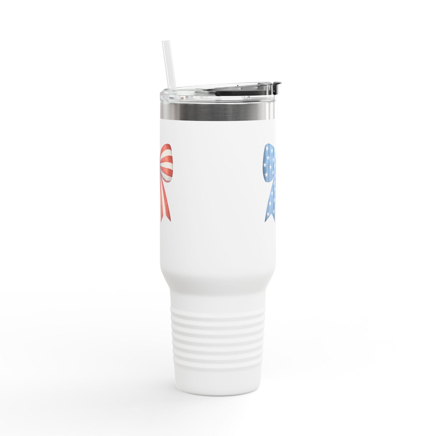 Patriotic Bow Travel Mug | 4th of July Tumbler with Straw | USA Flag Coffee Tumbler | Stars Stripes Mug | Independence Day Gift | USA Drinkware